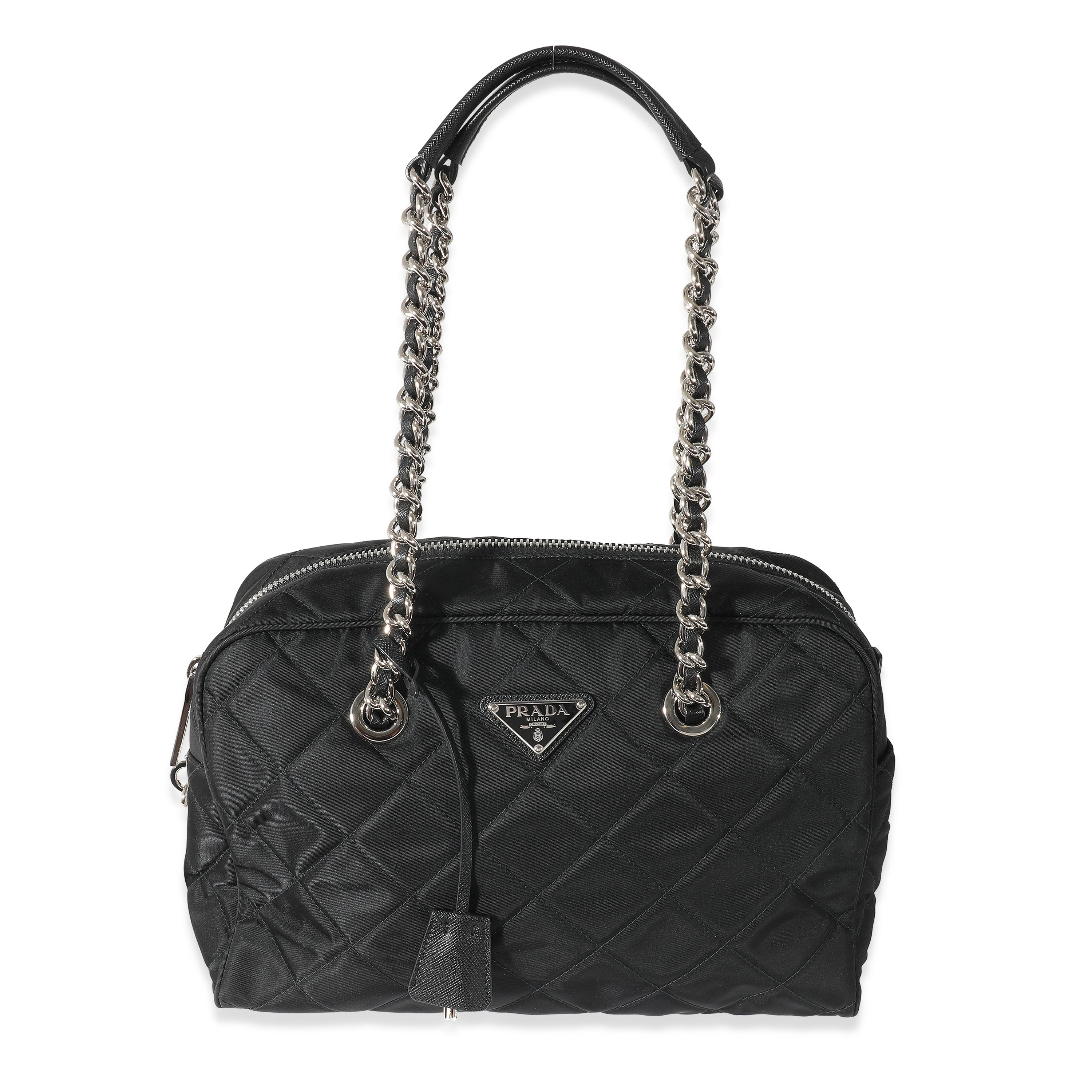Prada Black Quilted Nylon Tessuto Impuntu Shoulder Bag