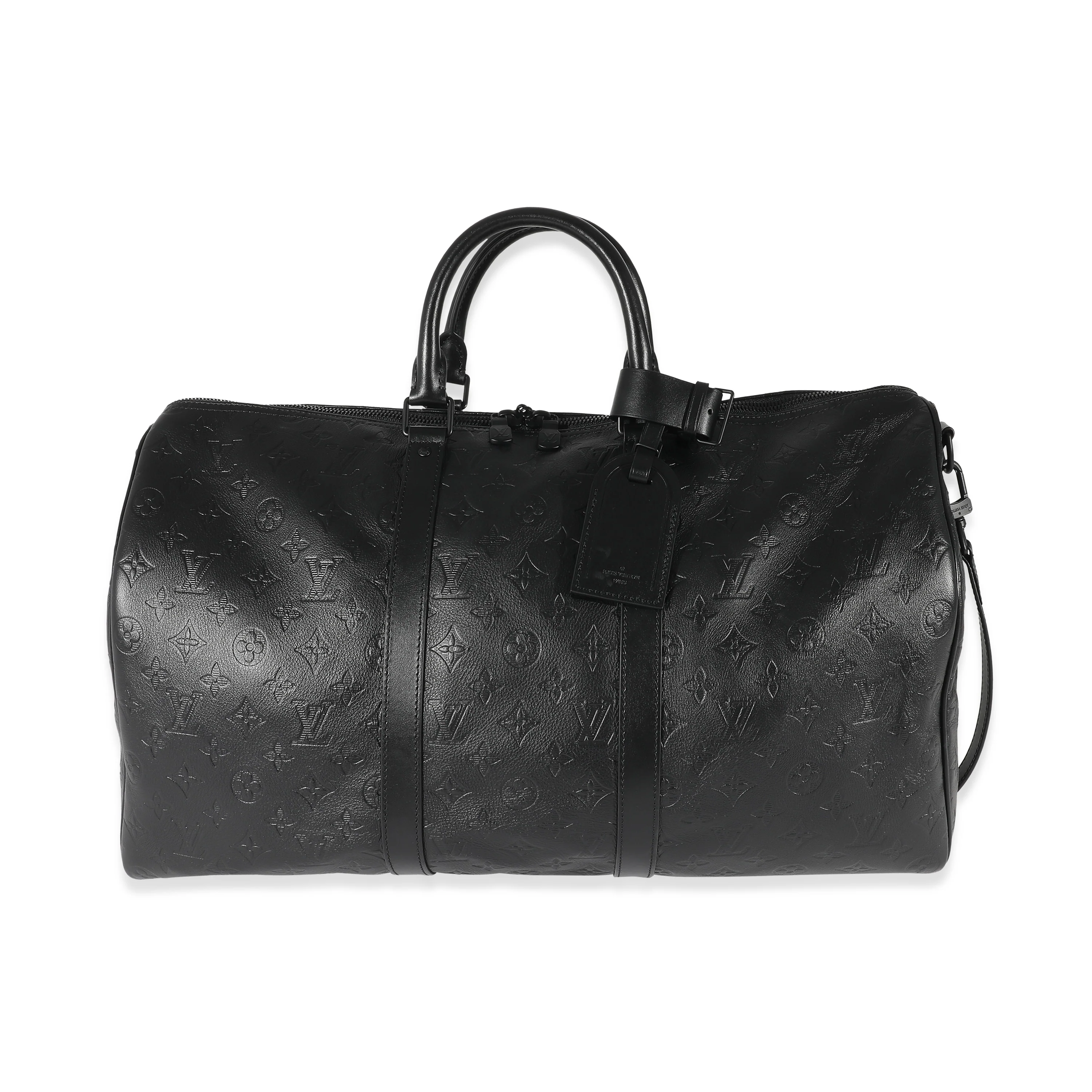 Louis Vuitton Black Monogram Shadow Keepall Bandoulière 50