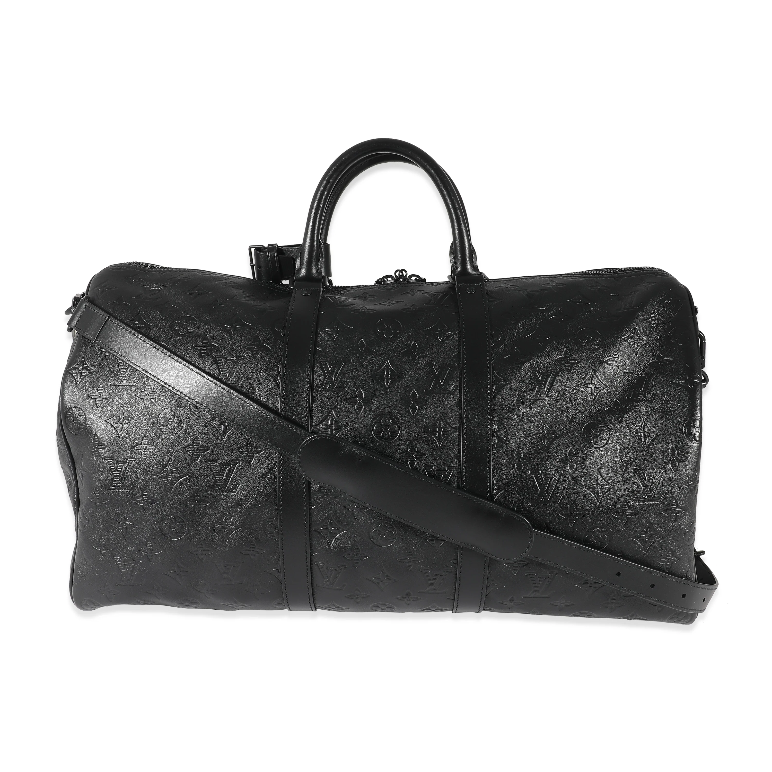 Louis Vuitton Black Monogram Shadow Keepall Bandoulière 50 - Image 3