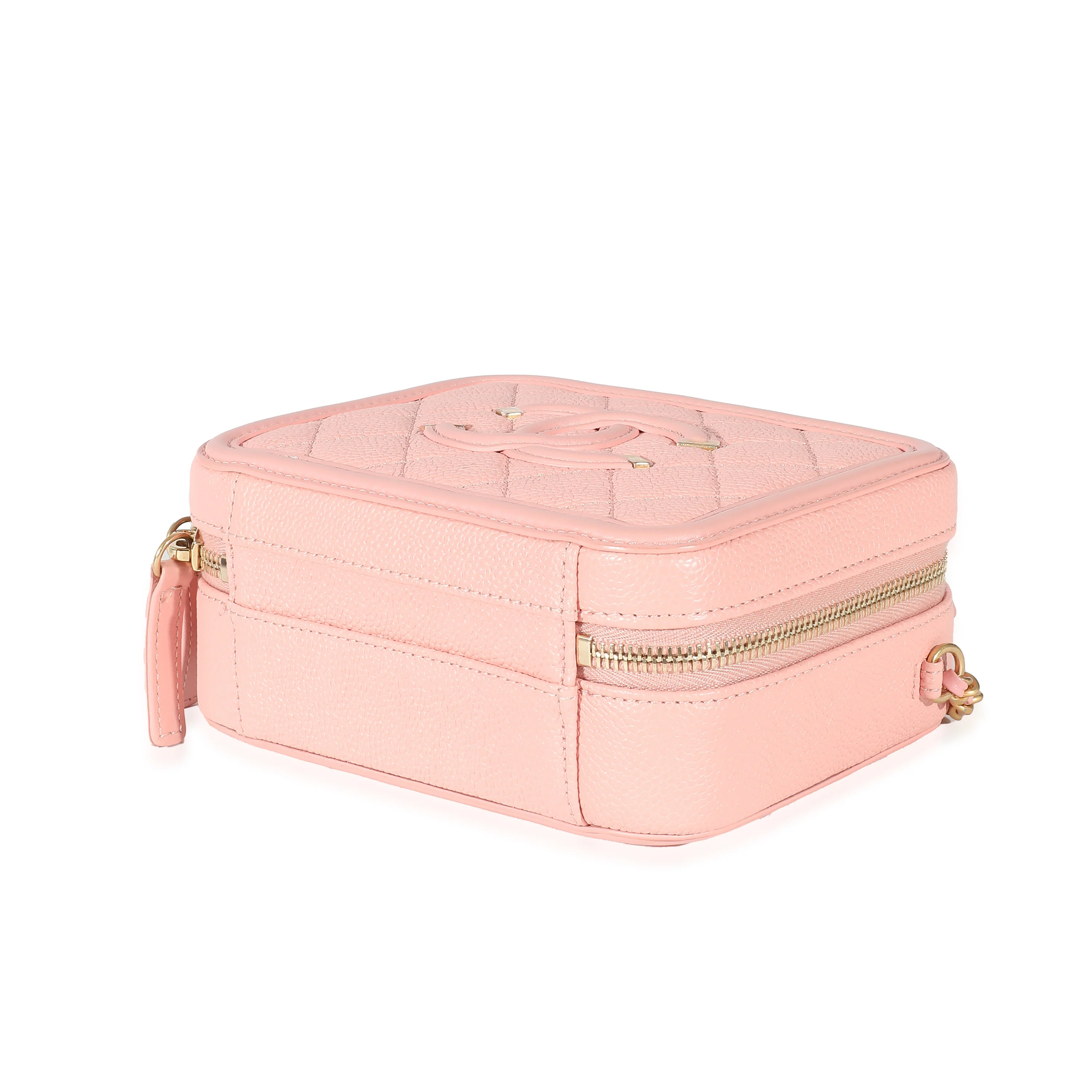 Chanel Pink Quilted Caviar CC Mini Filigree Vanity Case - Image 7