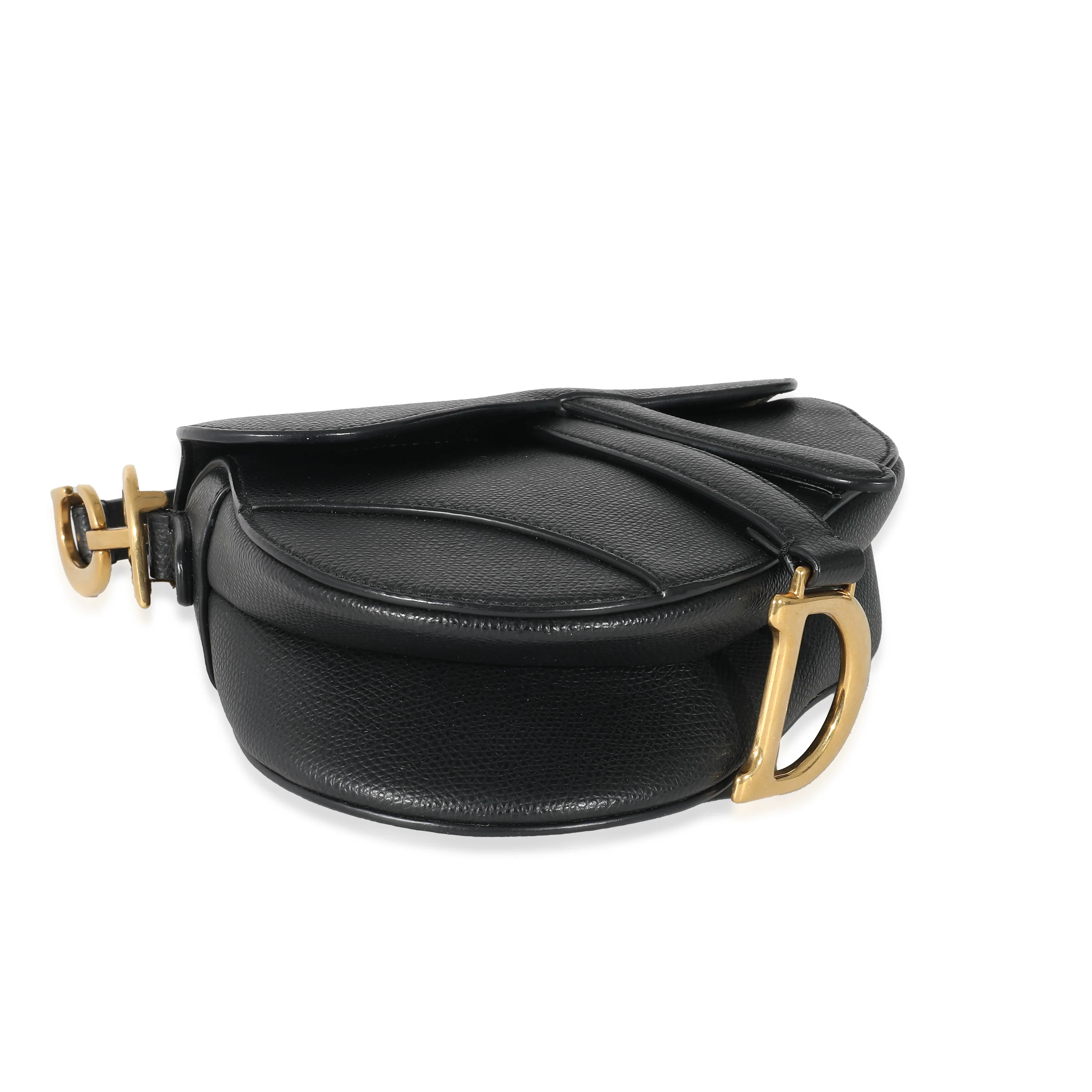 Christian Dior Black Grained Calfskin Mini Saddle Bag - Image 6