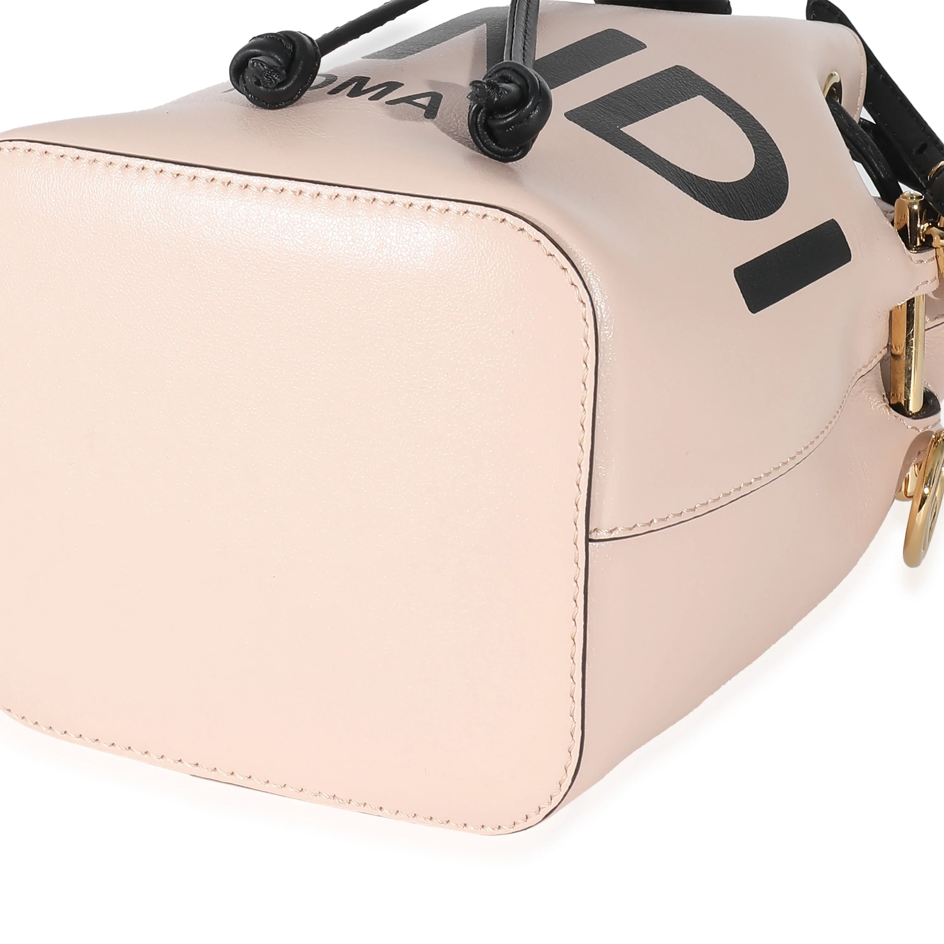 Fendi Rosa Quarzo Leather Logo Mini Mon Tresor Bucket Bag - Image 3