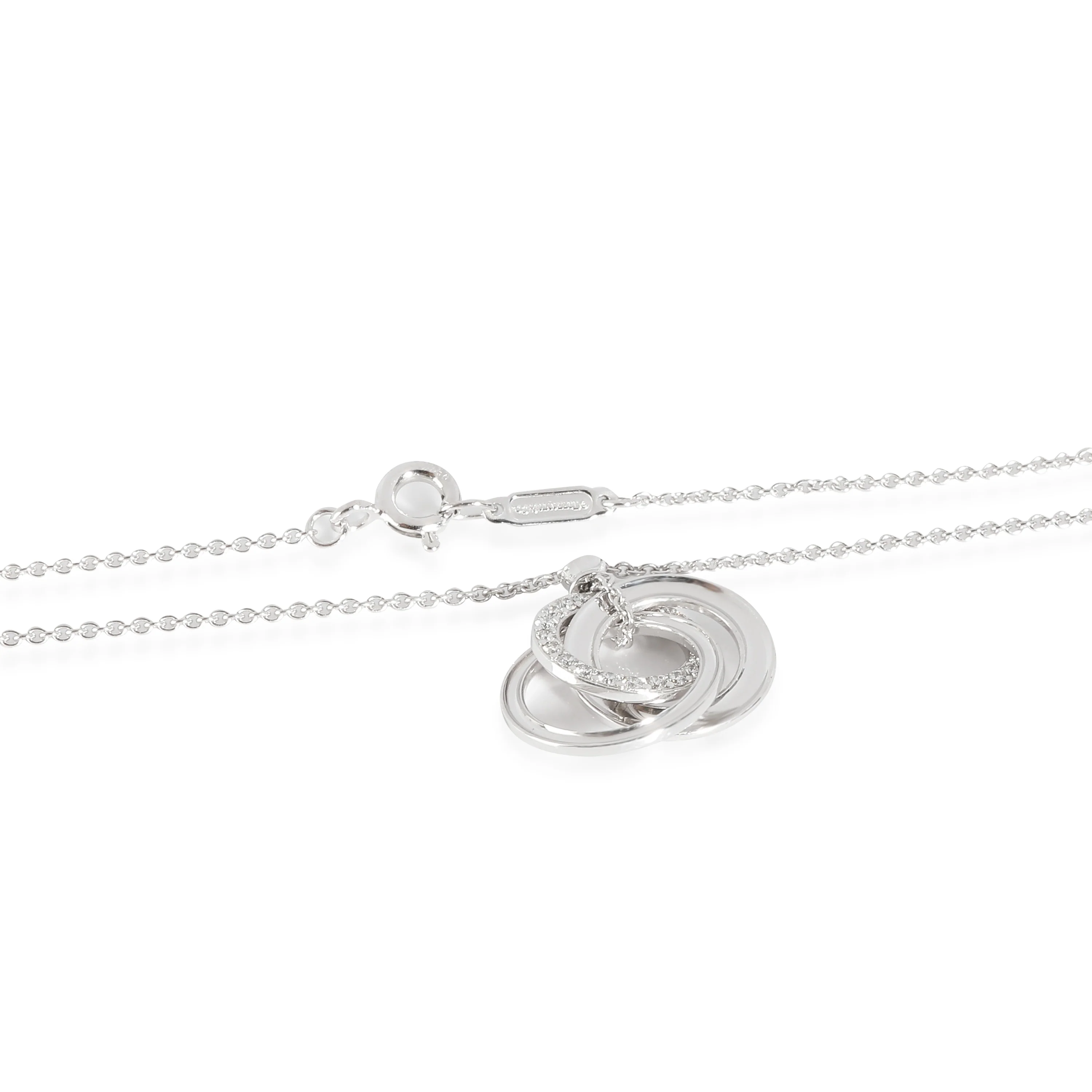 Interlocking Circle Diamond Necklace 18K in White Gold 0.17 CTW - Image 3