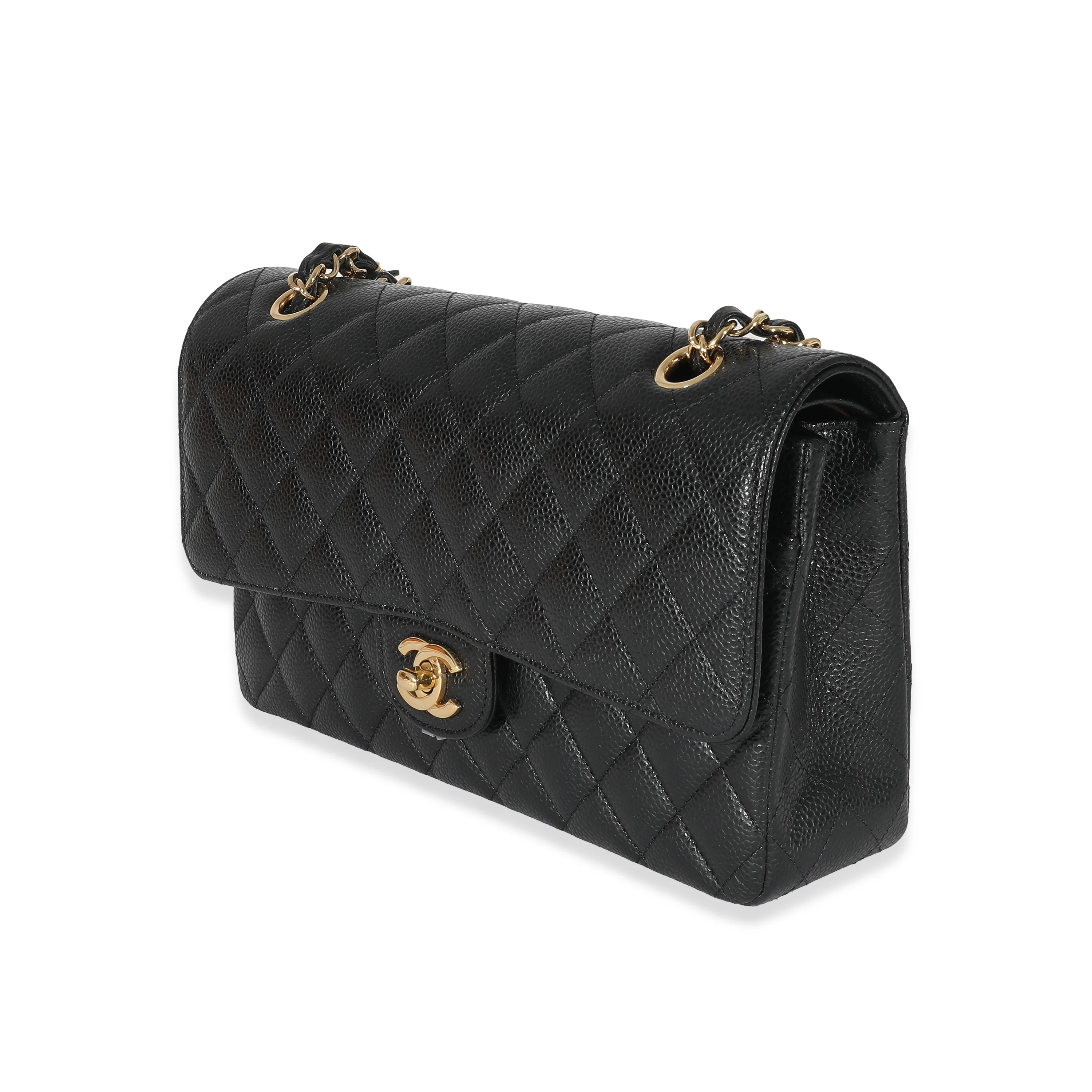 Chanel Black Quilted Caviar Medium Classic Double Flap Bag - Image 2