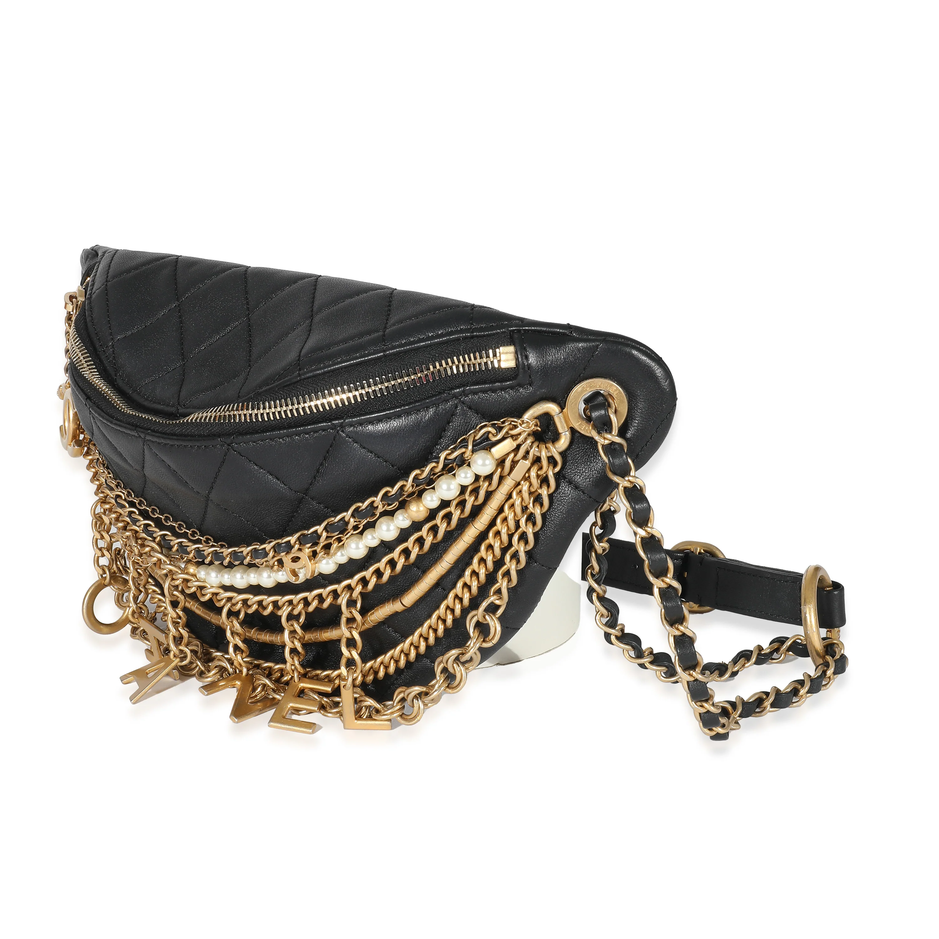 Chanel Black Quilted Lambskin All About Chains Waist Bag - Image 2