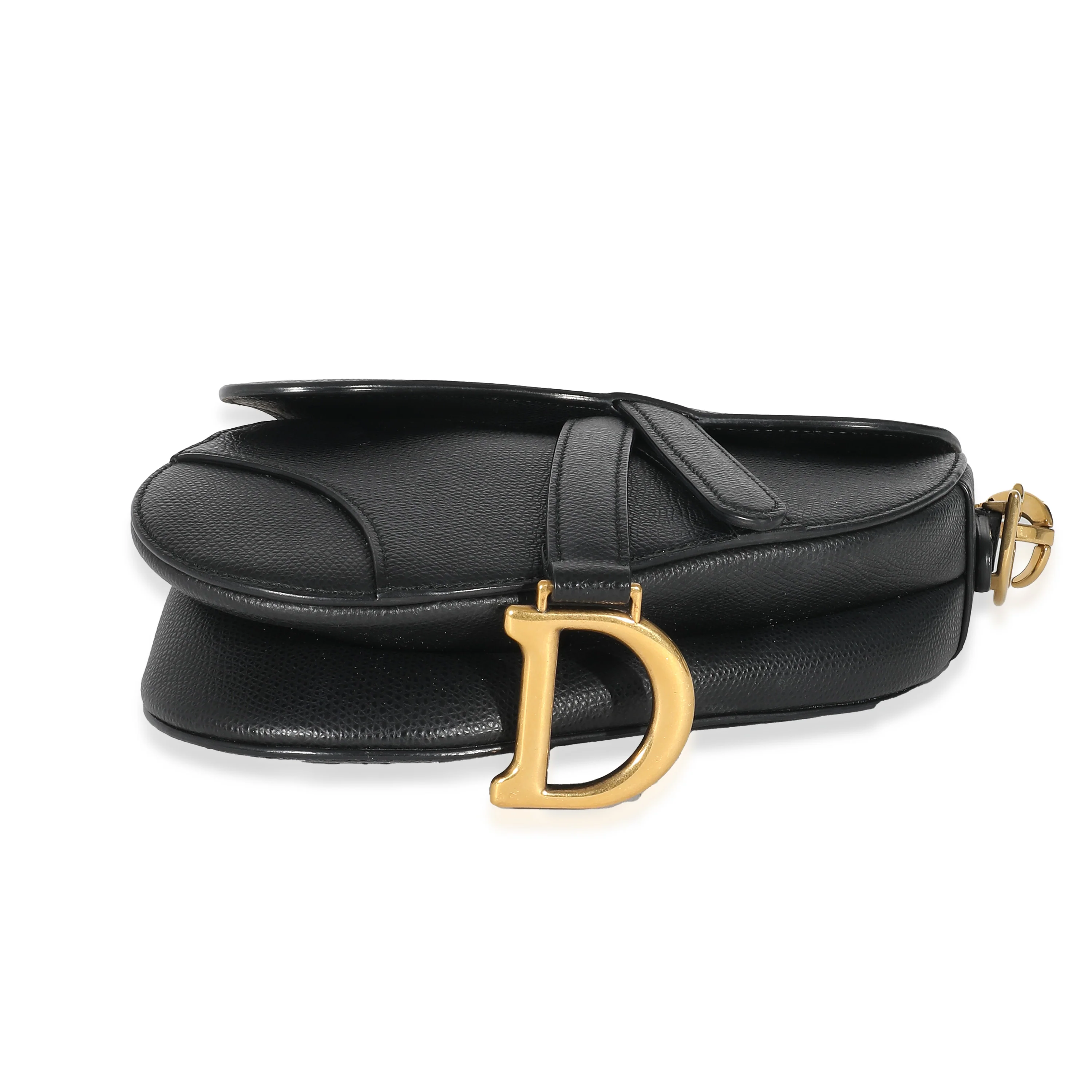 Christian Dior Black Grained Calfskin Mini Saddle Bag - Image 4