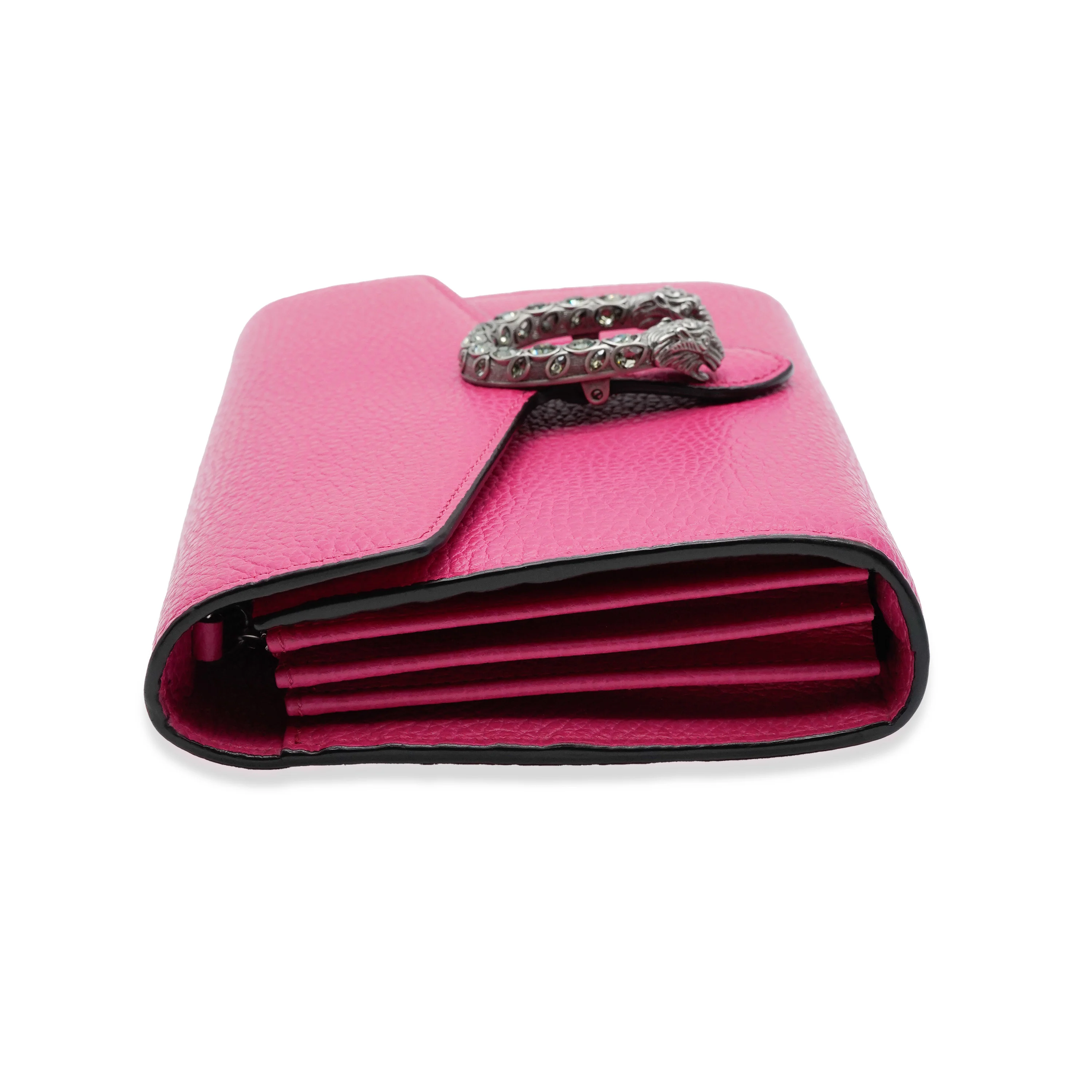 Gucci Pink Dollar Calfskin Crystal Mini Dionysus Chain Wallet - Image 7