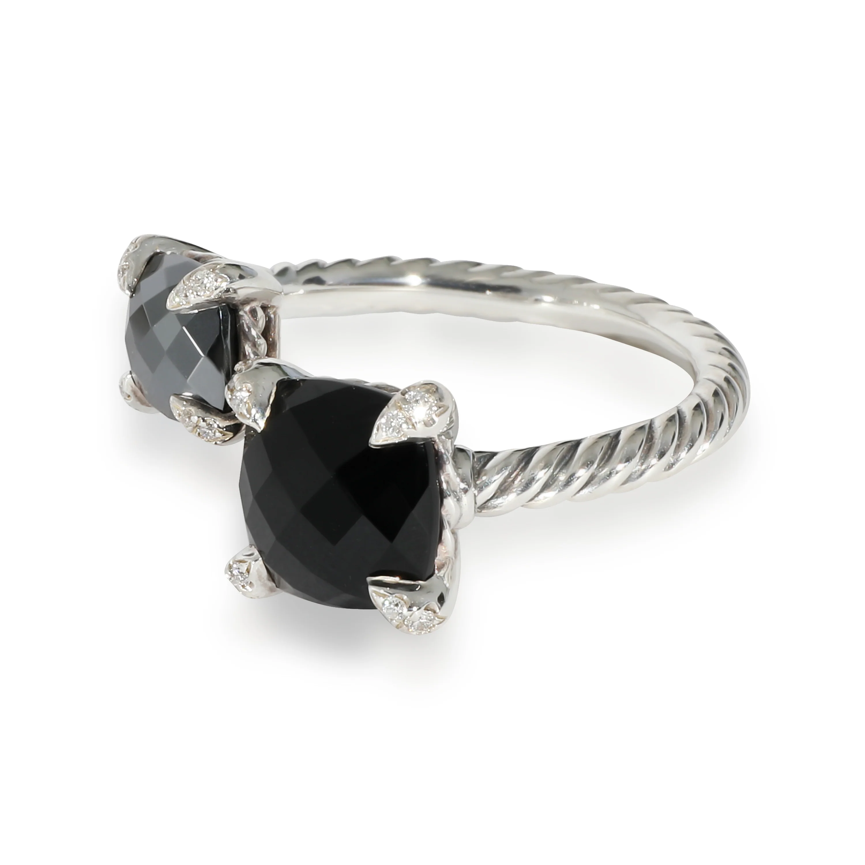 David Yurman Chatelaine Bypass Ring in Sterling Silver 0.08 CTW - Image 2