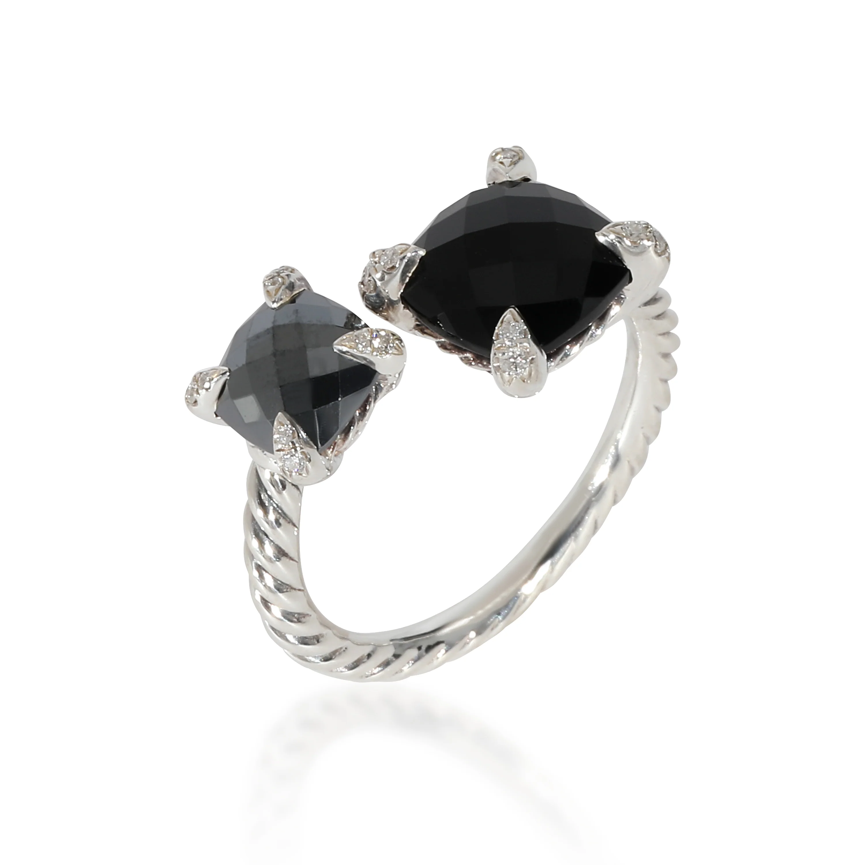 David Yurman Chatelaine Bypass Ring in Sterling Silver 0.08 CTW - Image 4