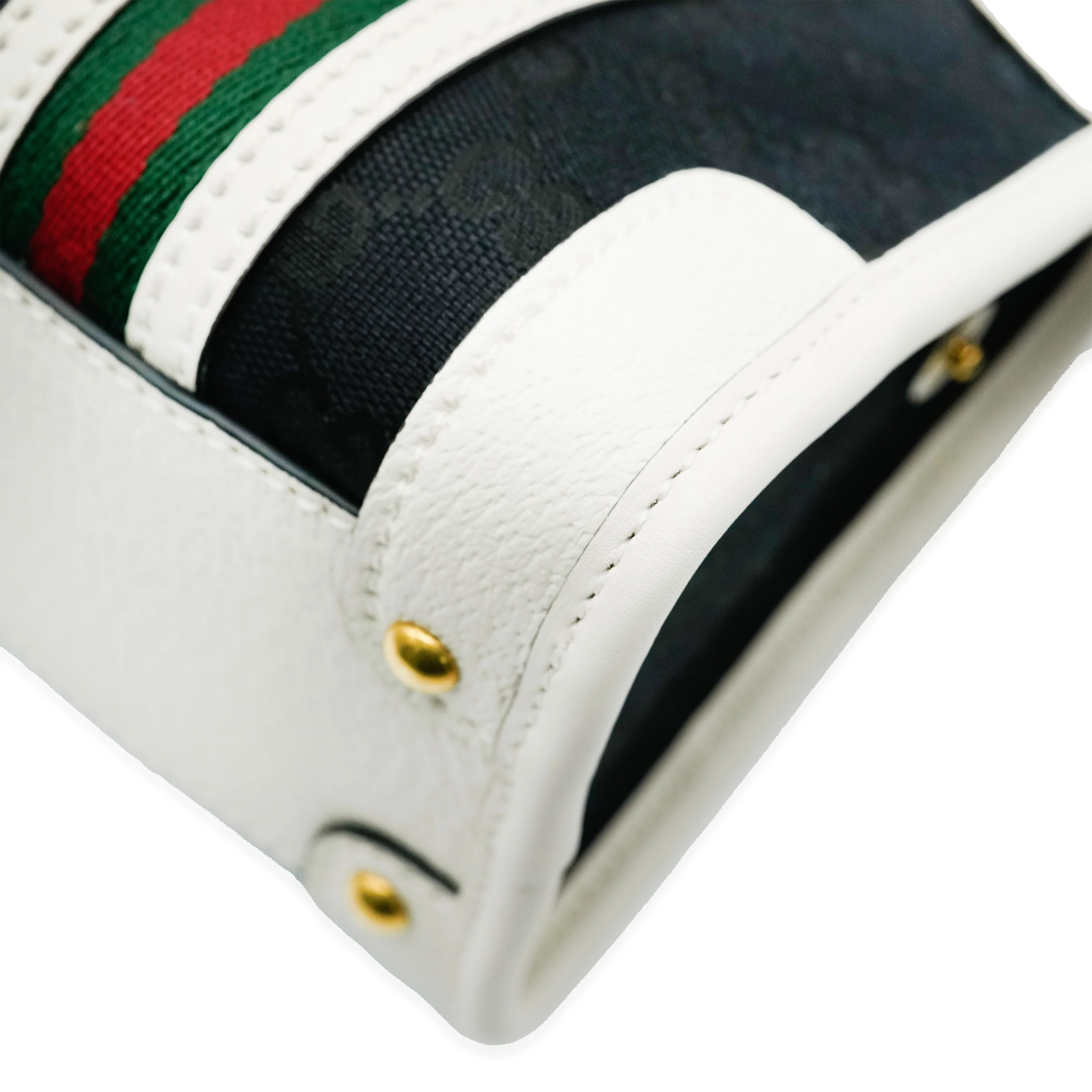 Black White Canvas Mini Double G Top Handle Bag - Image 9