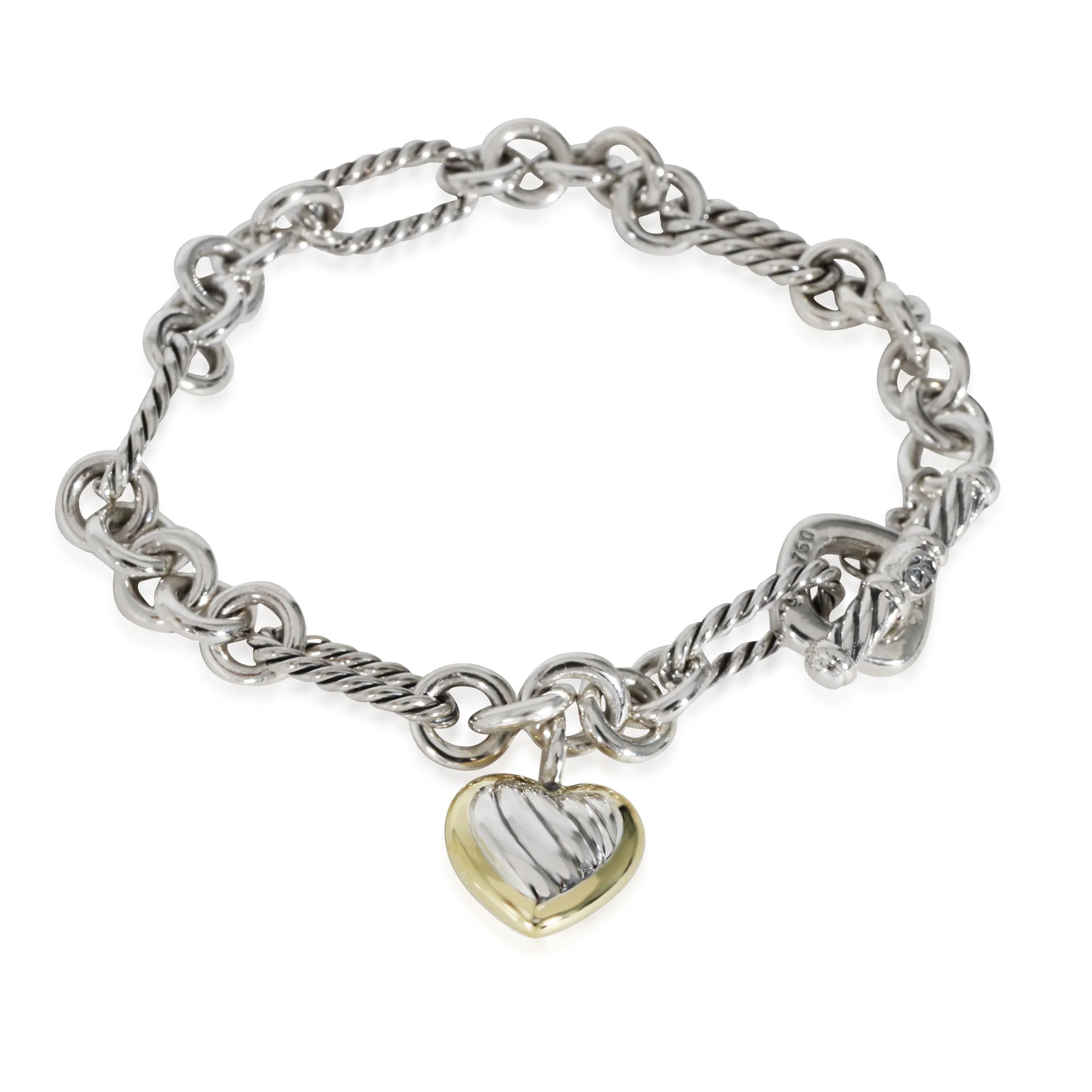 David Yurman Cable Heart Figaro Bracelet in Sterling Silver