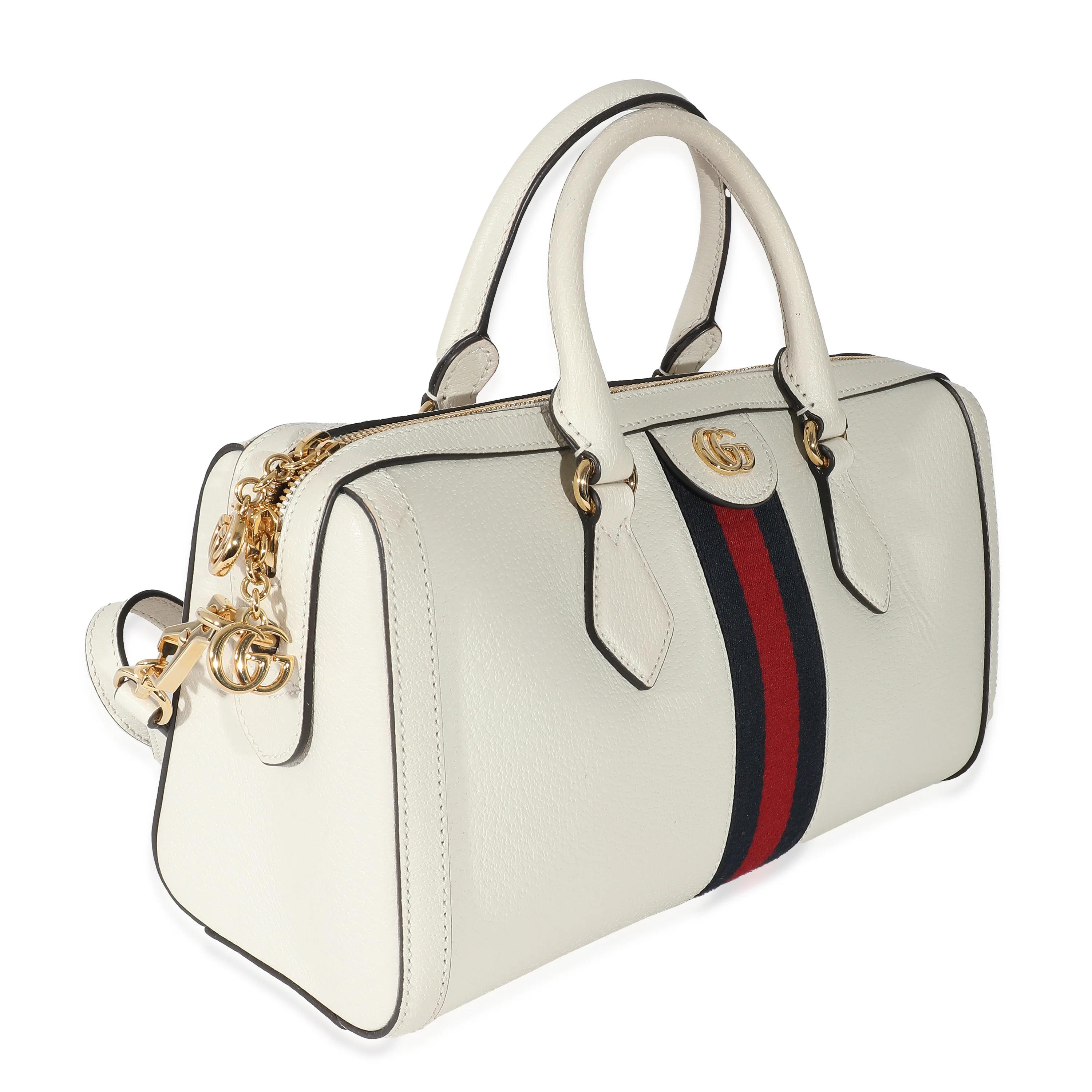 Gucci Mystic White Textured Calfskin Ophidia Medium Boston Bag - Image 4