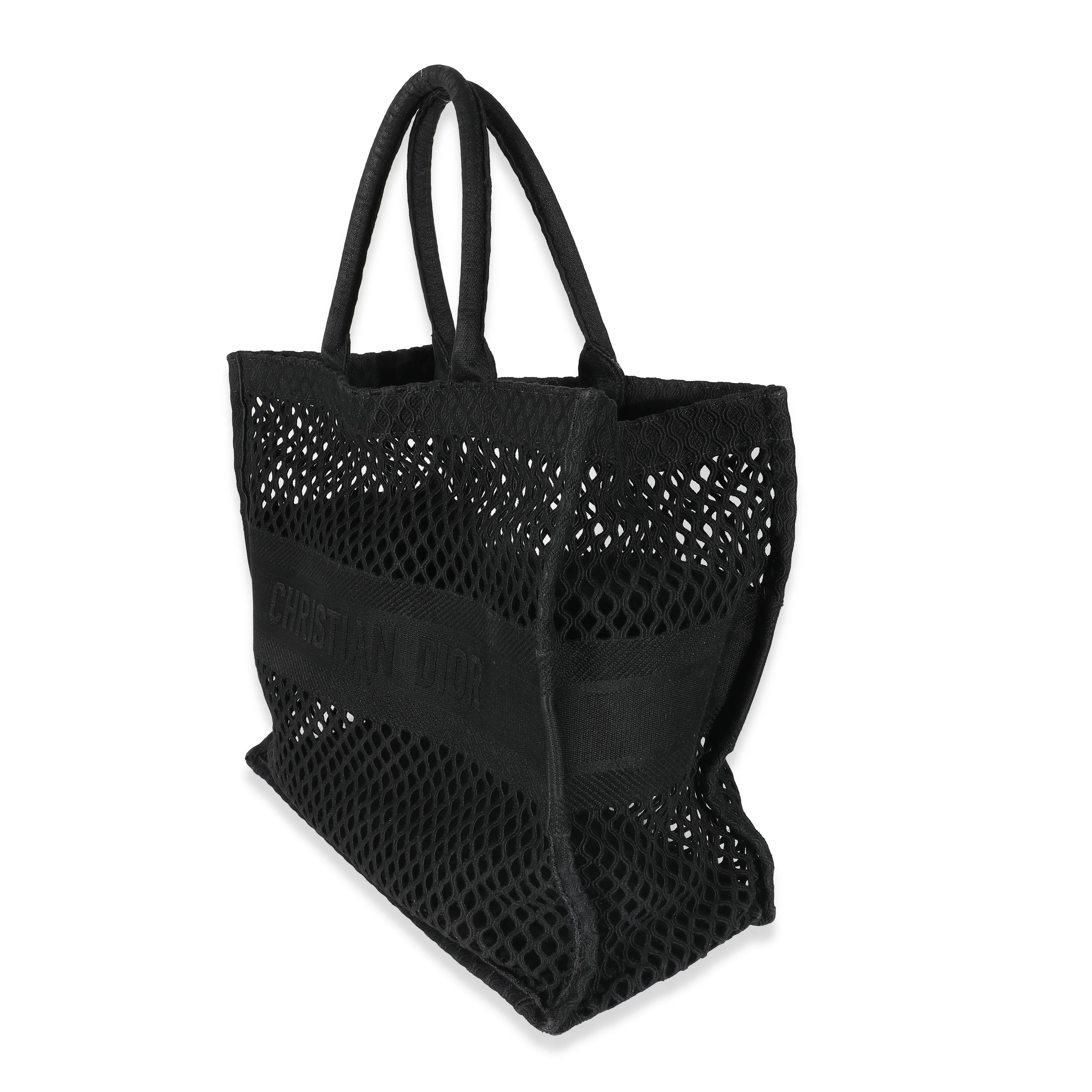 Black Mesh Embroidered Canvas Large Book Tote - Image 2