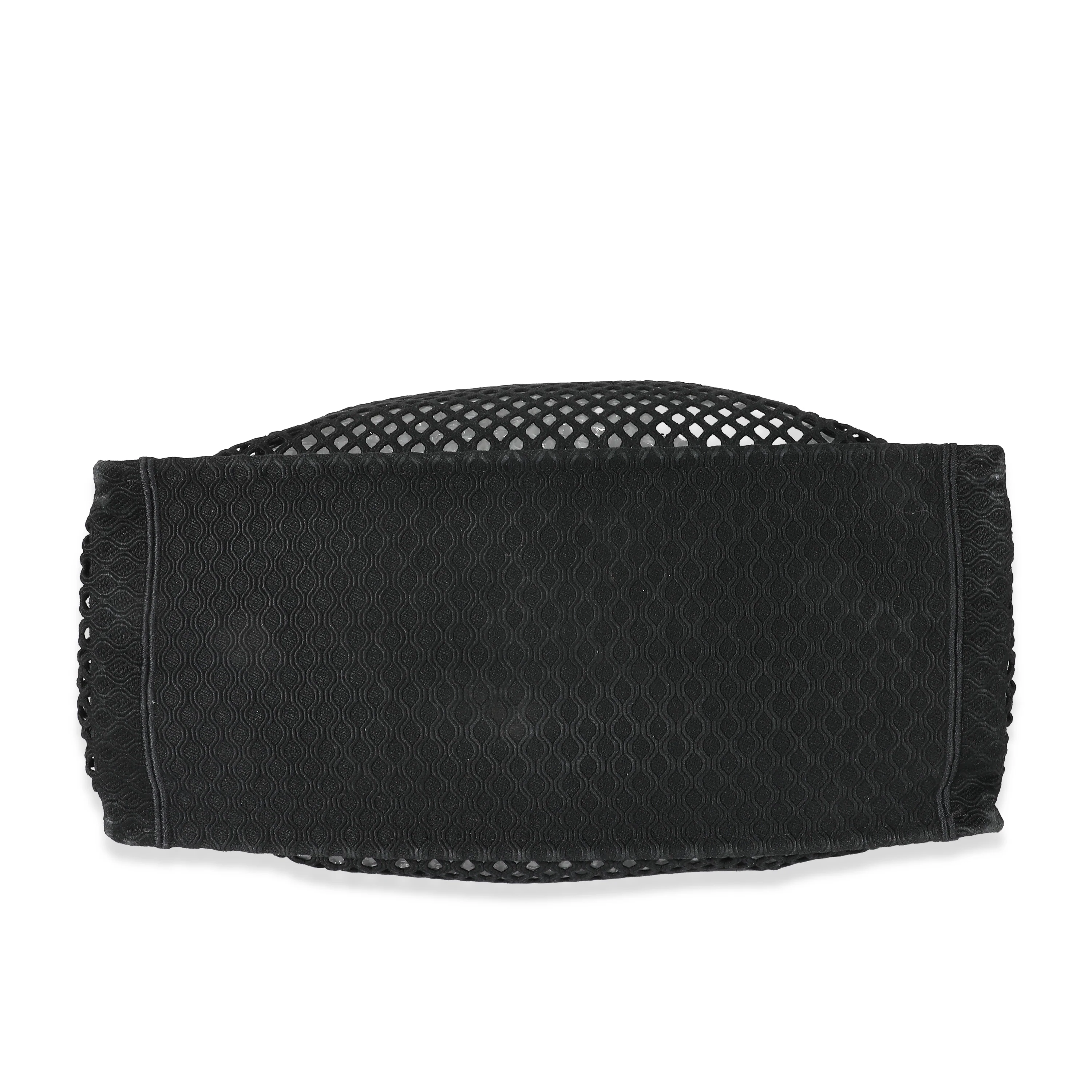 Black Mesh Embroidered Canvas Large Book Tote - Image 4
