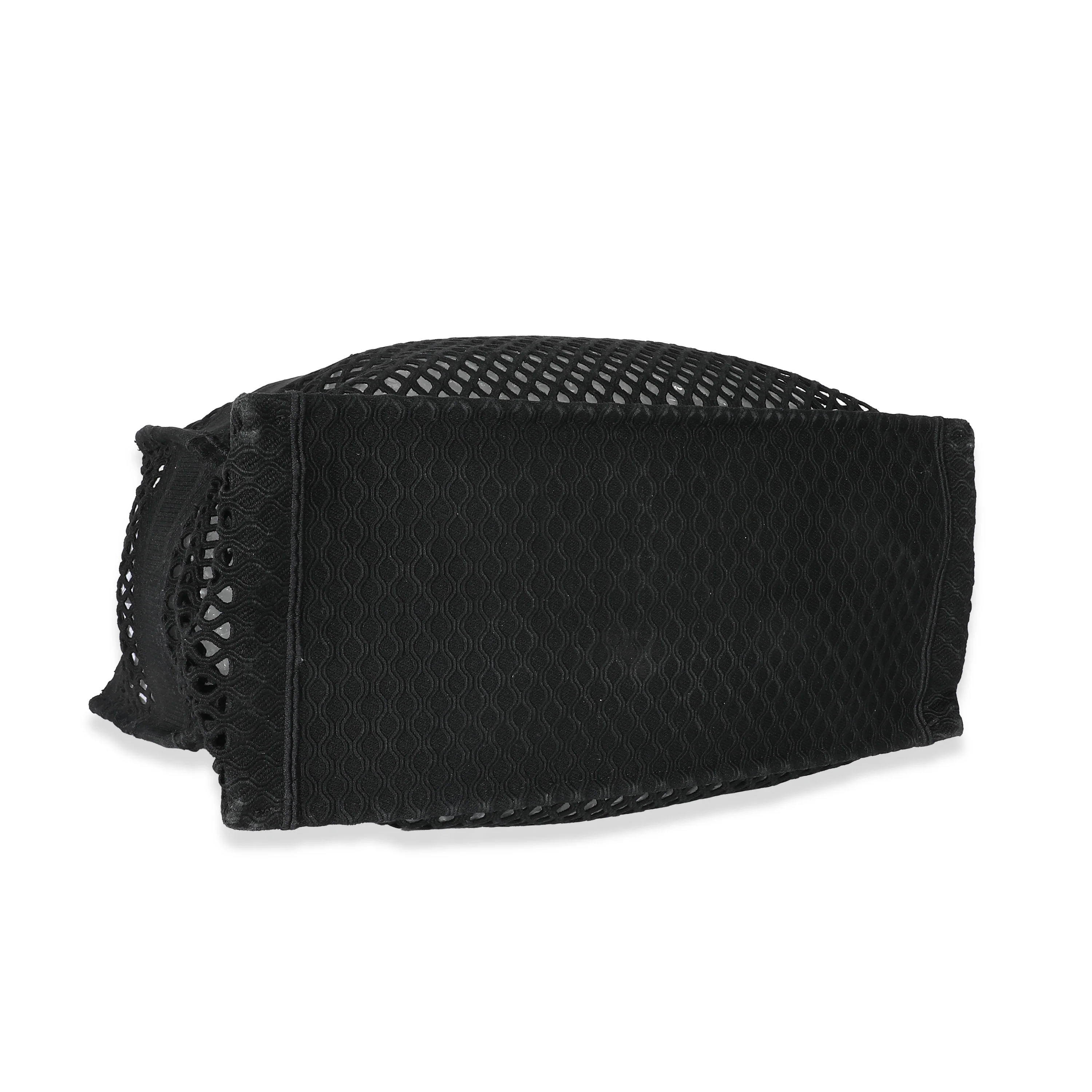 Black Mesh Embroidered Canvas Large Book Tote - Image 5