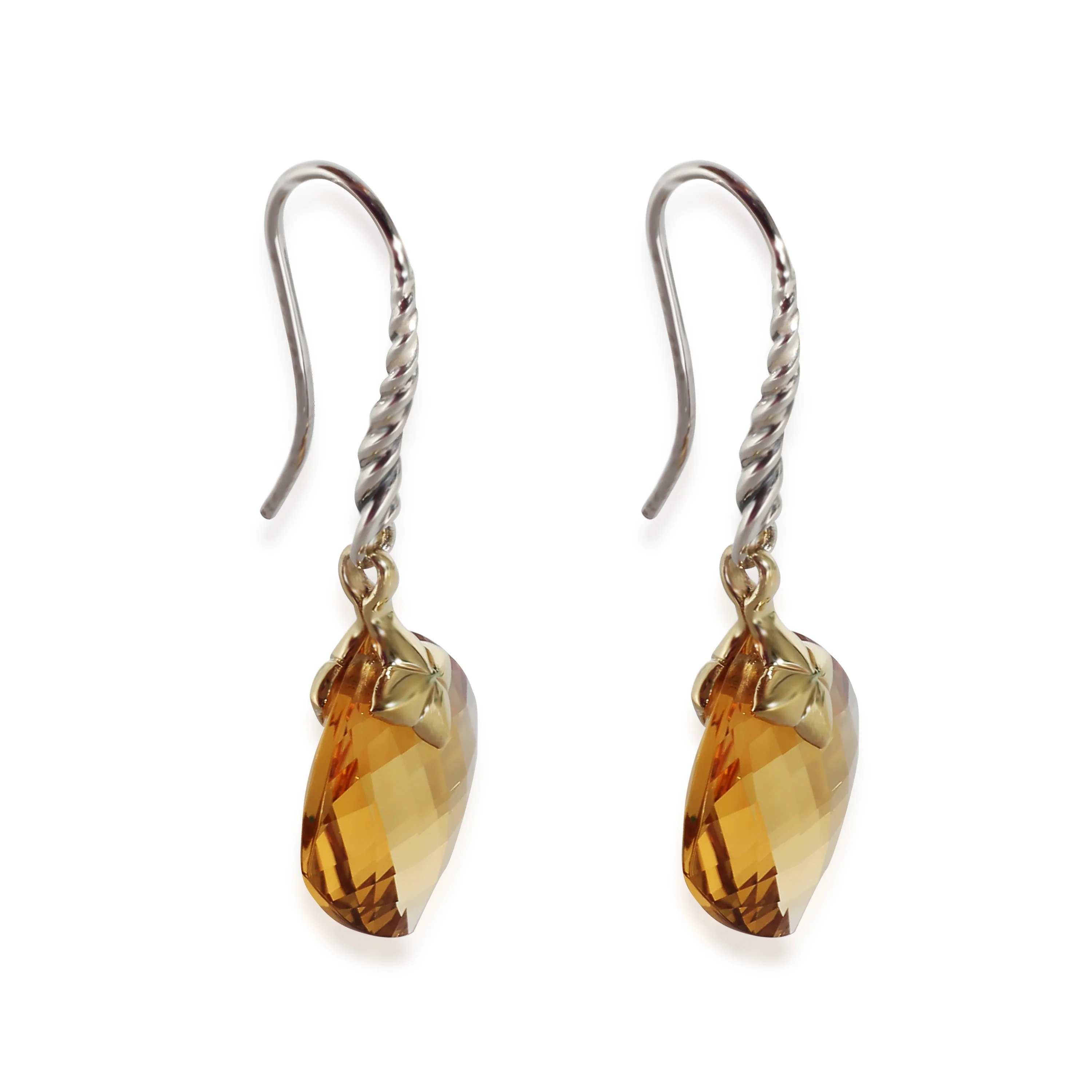 David Yurman Capri Citrine Earrings in 18K Yellow Gold/Sterling Silver - Image 2