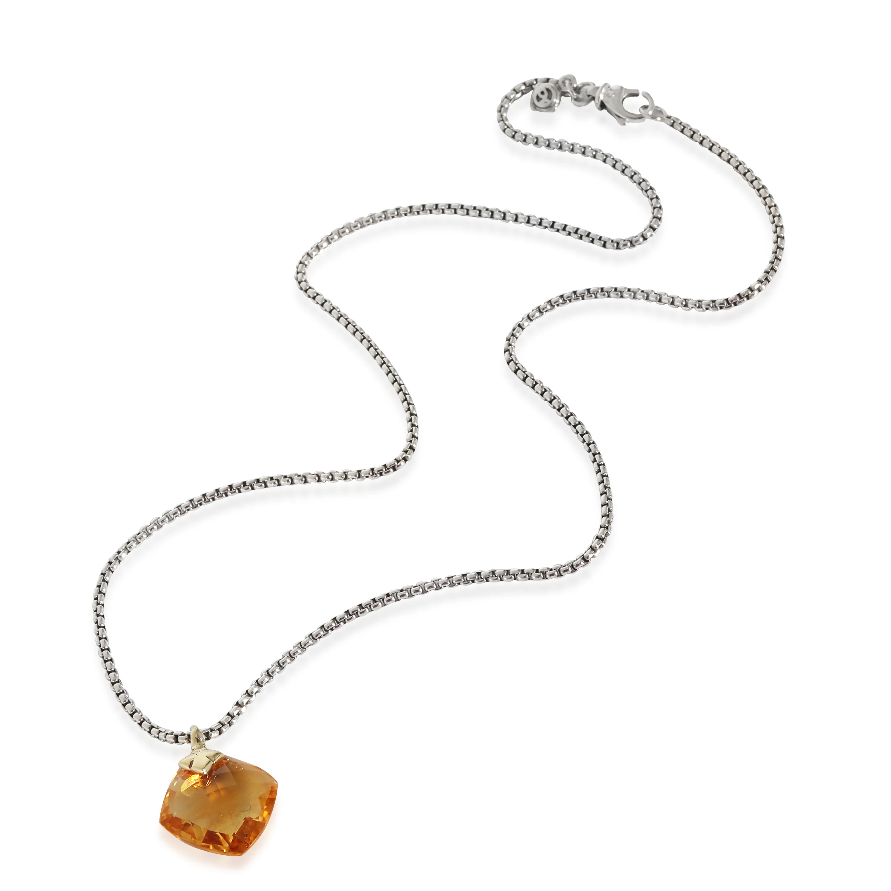 David Yurman Capri Citrine Pendant & Box Chain 18K Yellow Gold/Sterling Silver - Image 2