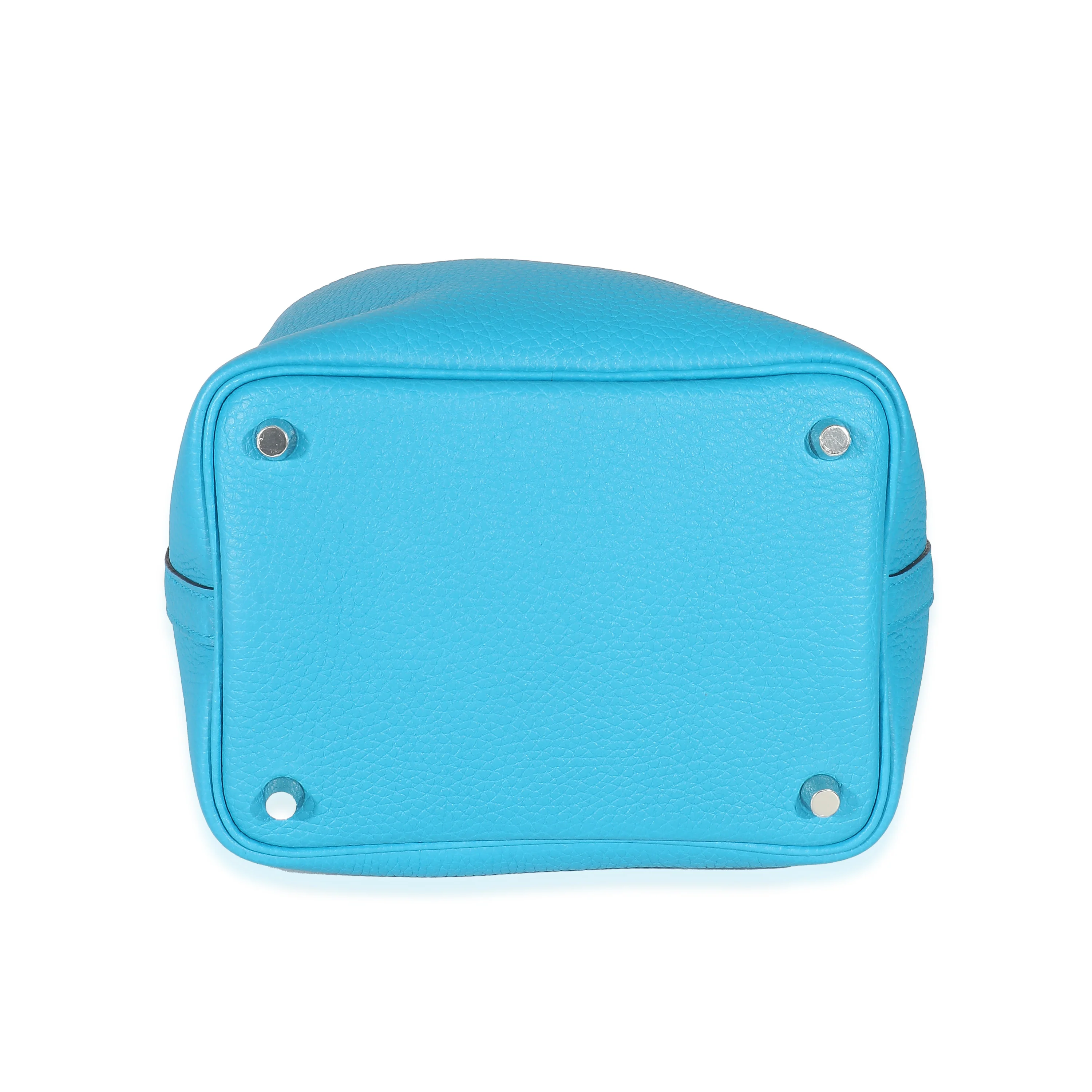 Hermès Clemence Bleu Frida Rose Mexico Eclat Picotin Lock 18 PM PHW - Image 7