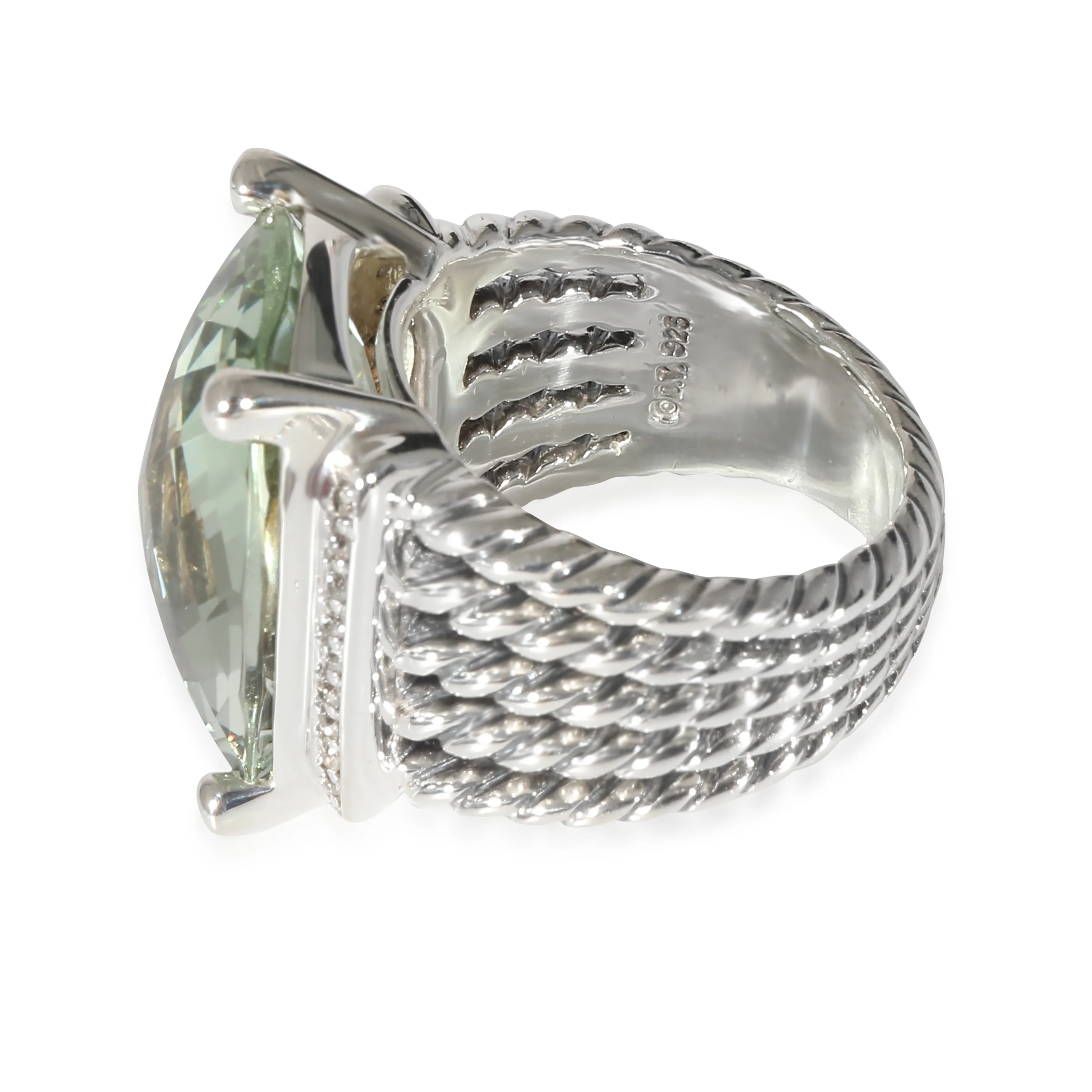 Wheaton Prasiolite Diamond Ring in Sterling Silver Green 0.2 CTW - Image 2