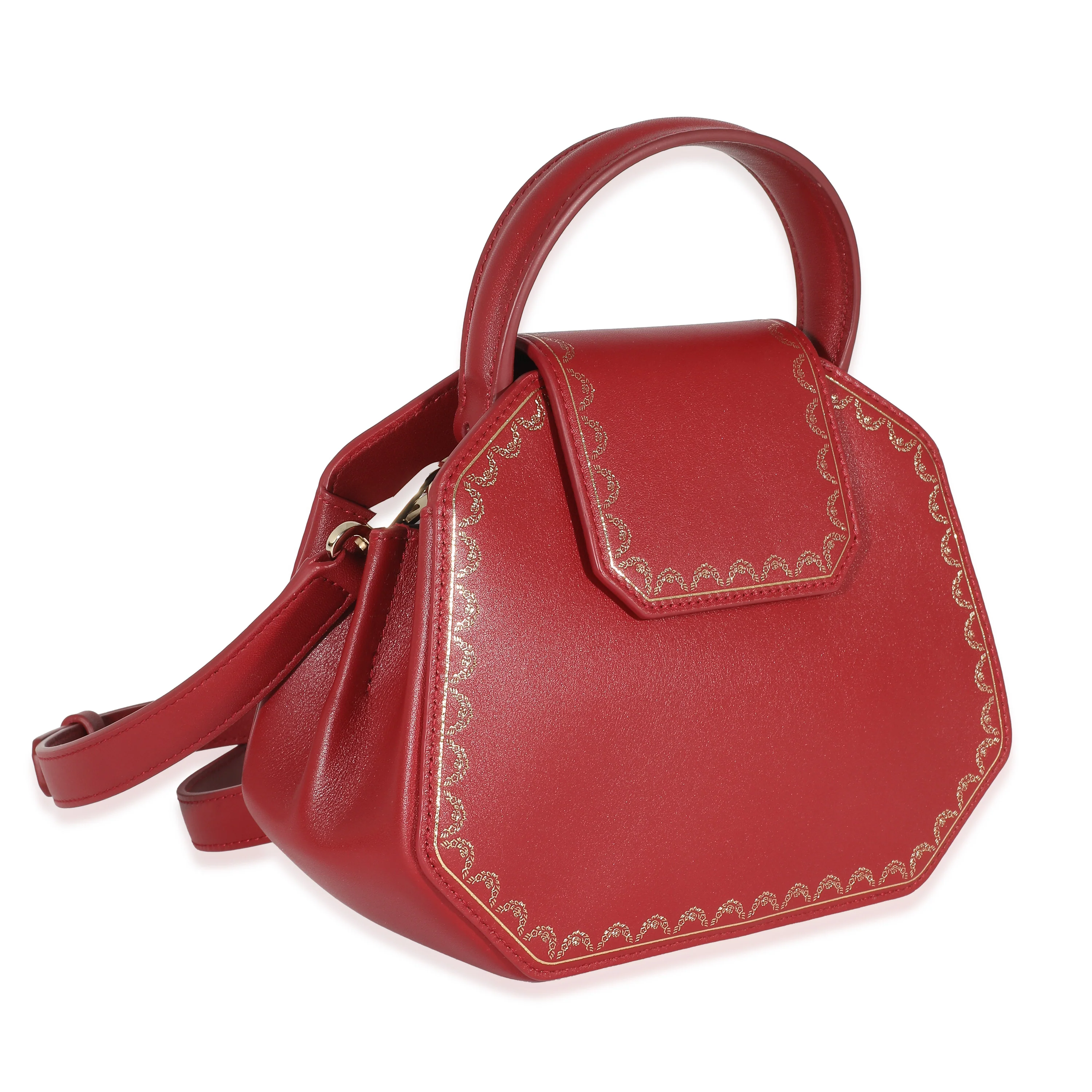 Cartier Burgundy Calfskin Mini Guirlande De Cartier Top Handle Bag - Image 3