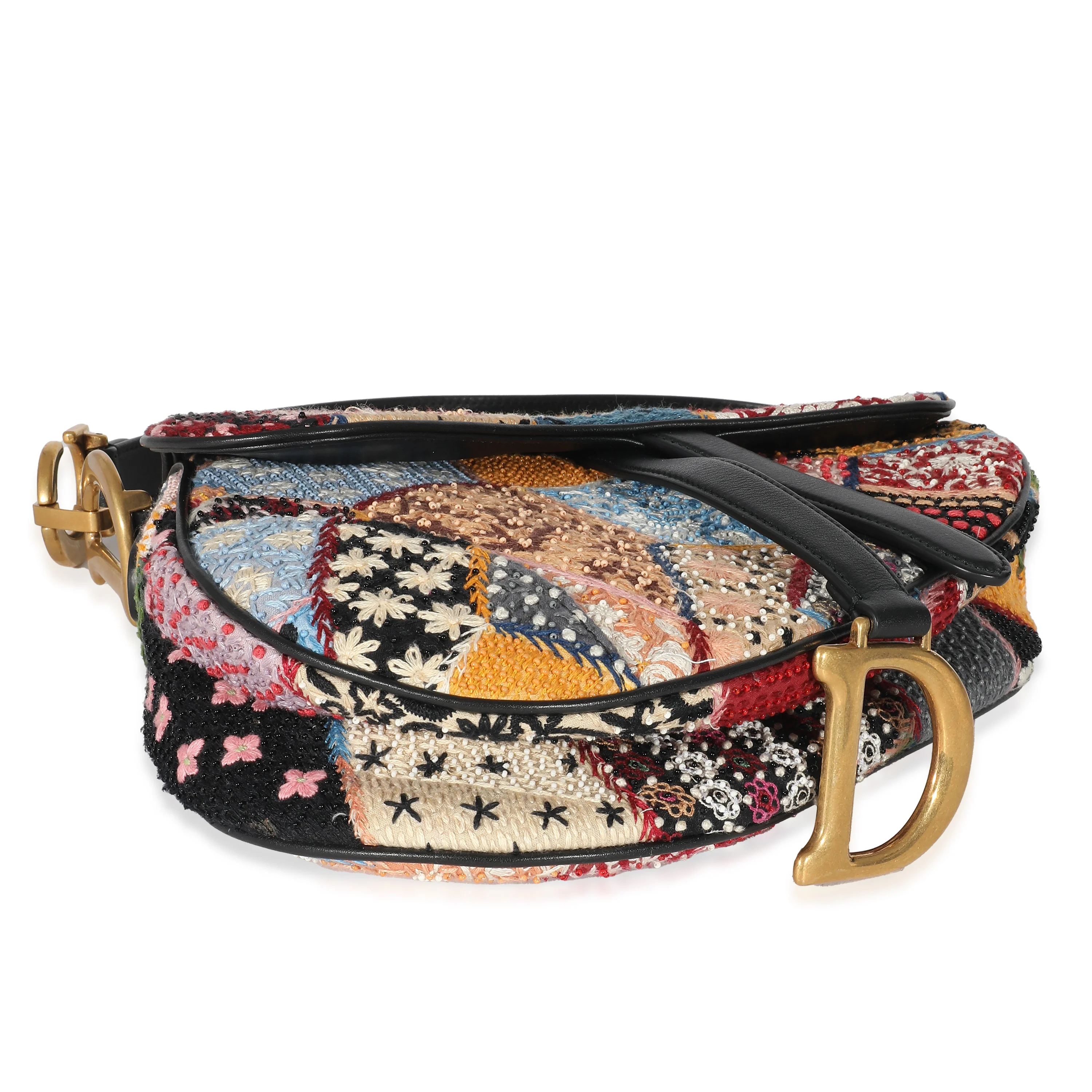 Christian Dior Beaded Multicolor Peace And Love Patchwork Saddle Bag - Image 5