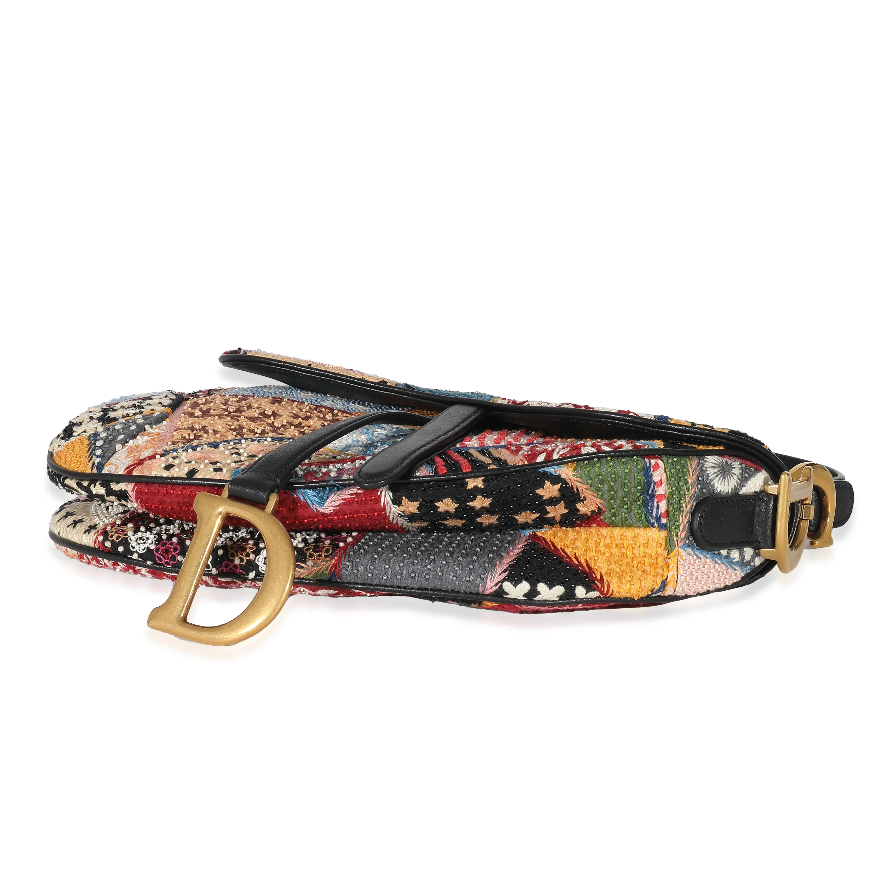 Christian Dior Beaded Multicolor Peace And Love Patchwork Saddle Bag - Image 6