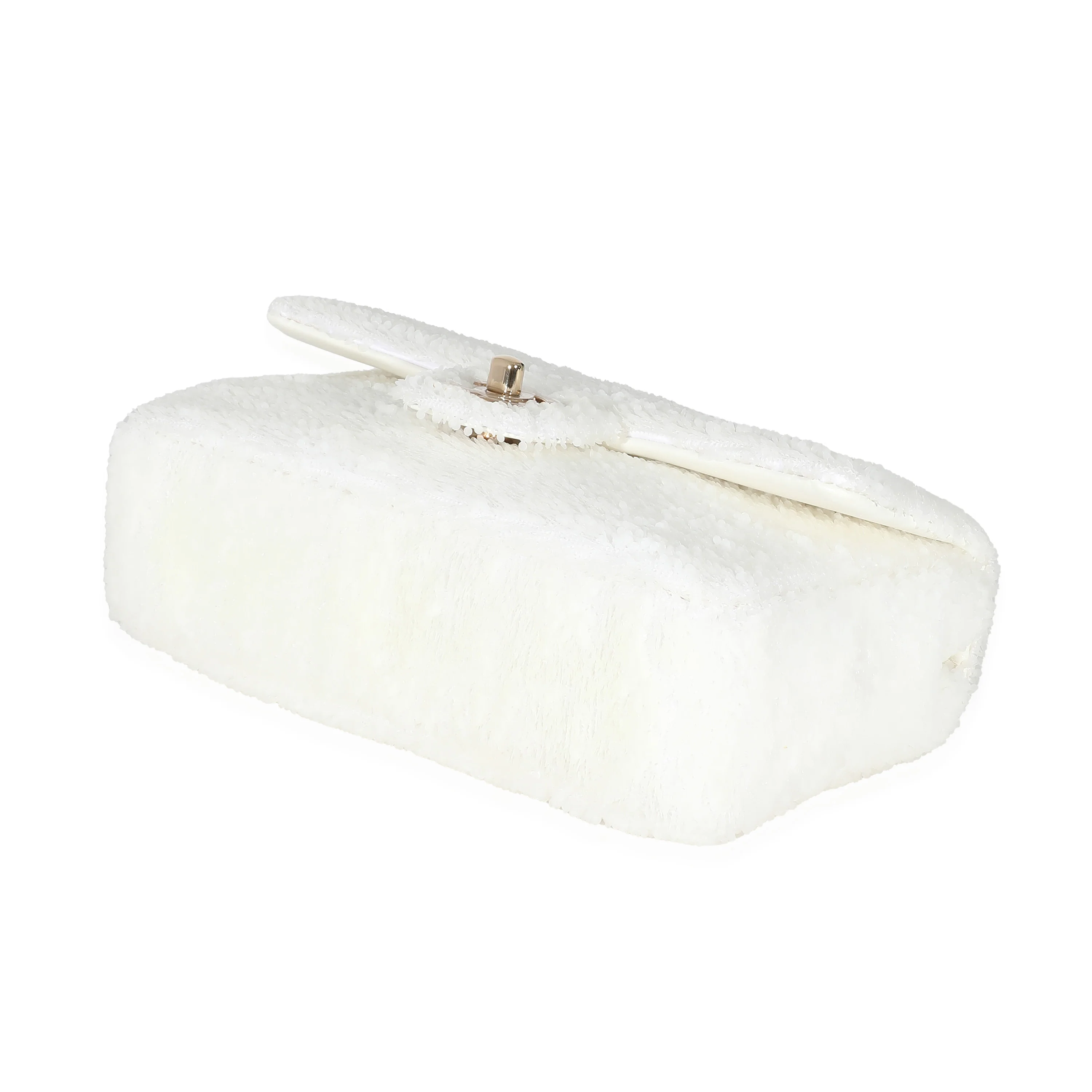 Chanel White Sequin Mini Single Flap Bag - Image 5