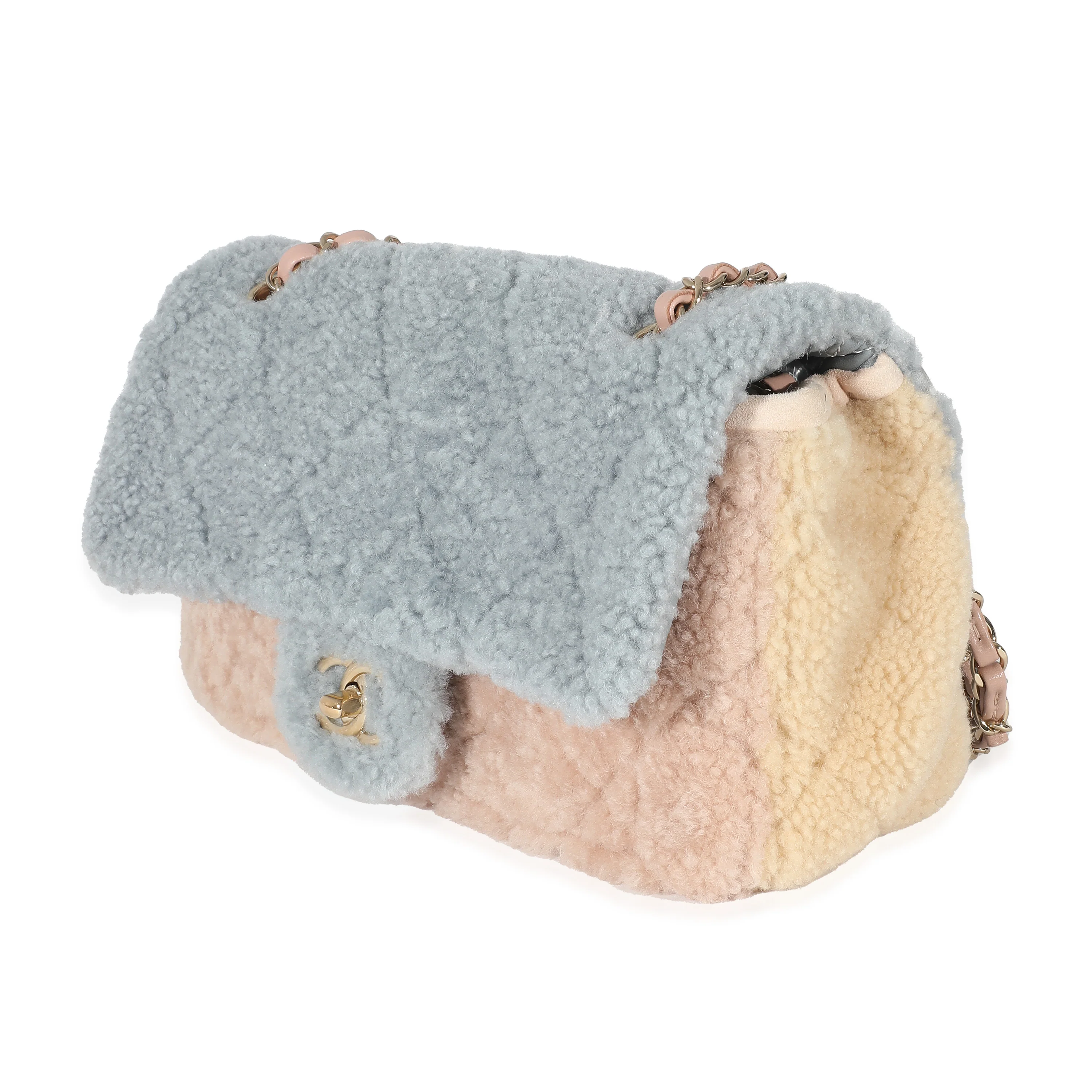 Chanel Pastel Tricolour Quilted Shearling Medium Flap Bag - Image 2