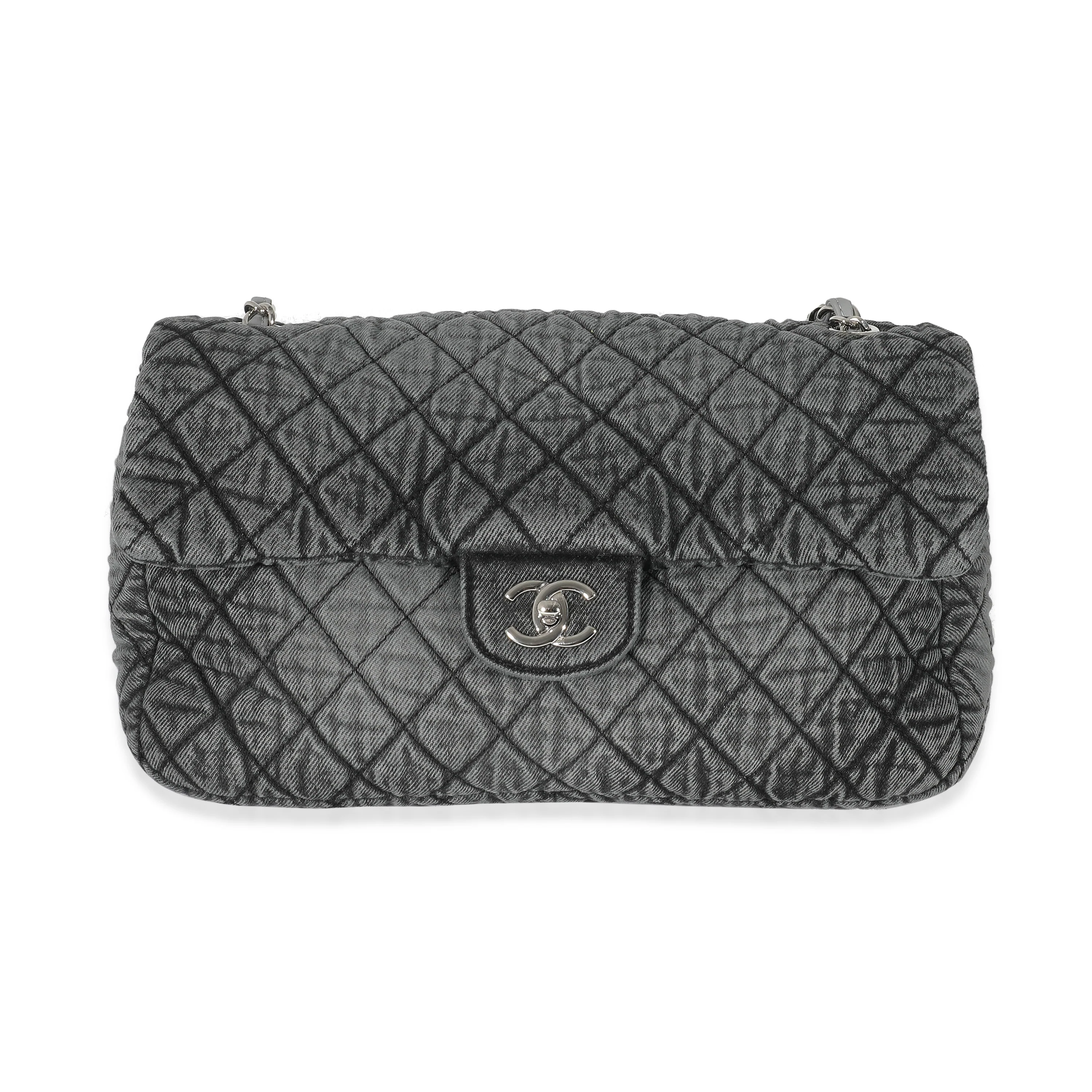 Chanel 20C Grey Distressed Denimpression Jumbo Flap Bag