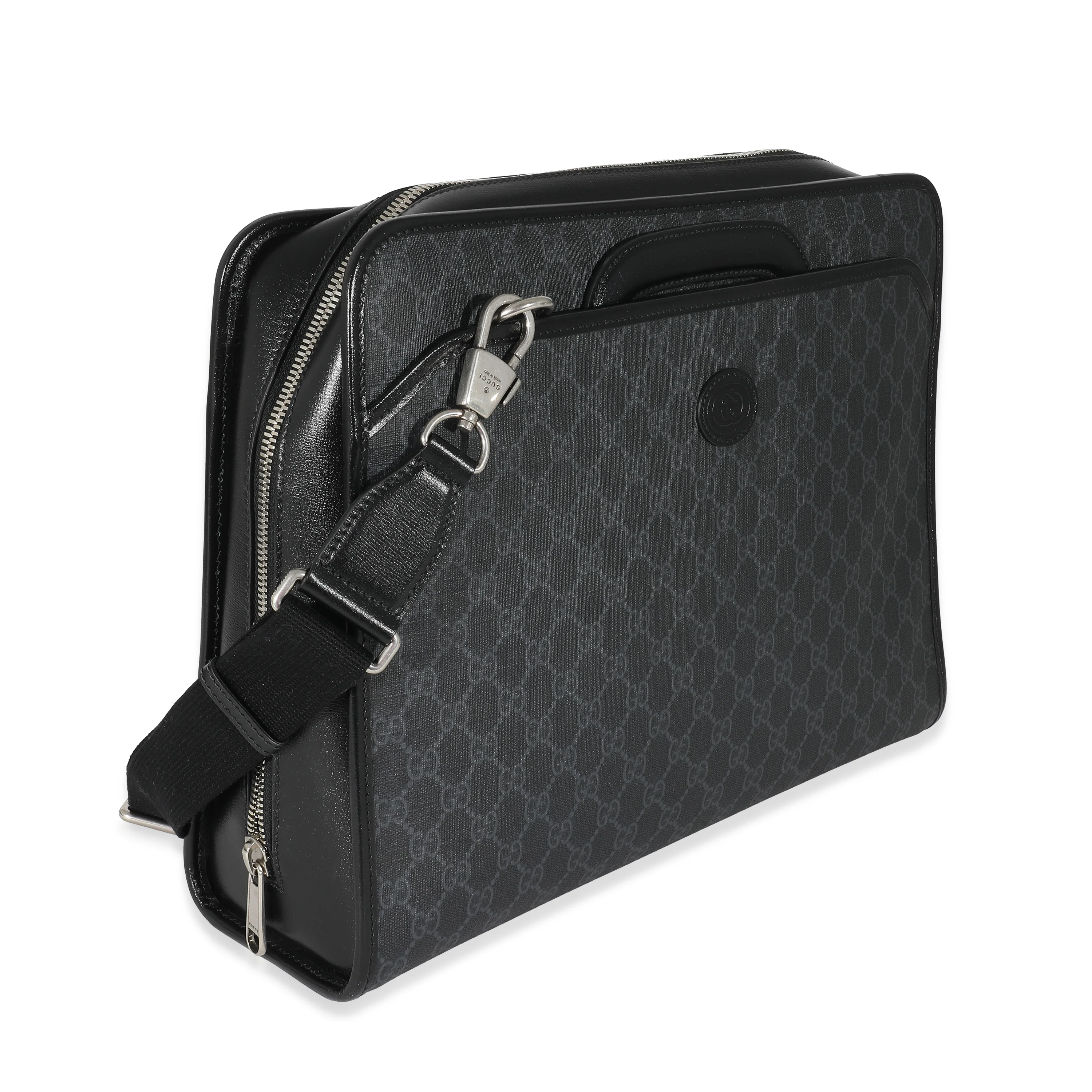 Gucci Black GG Supreme Canvas Interlocking G Briefcase - Image 3