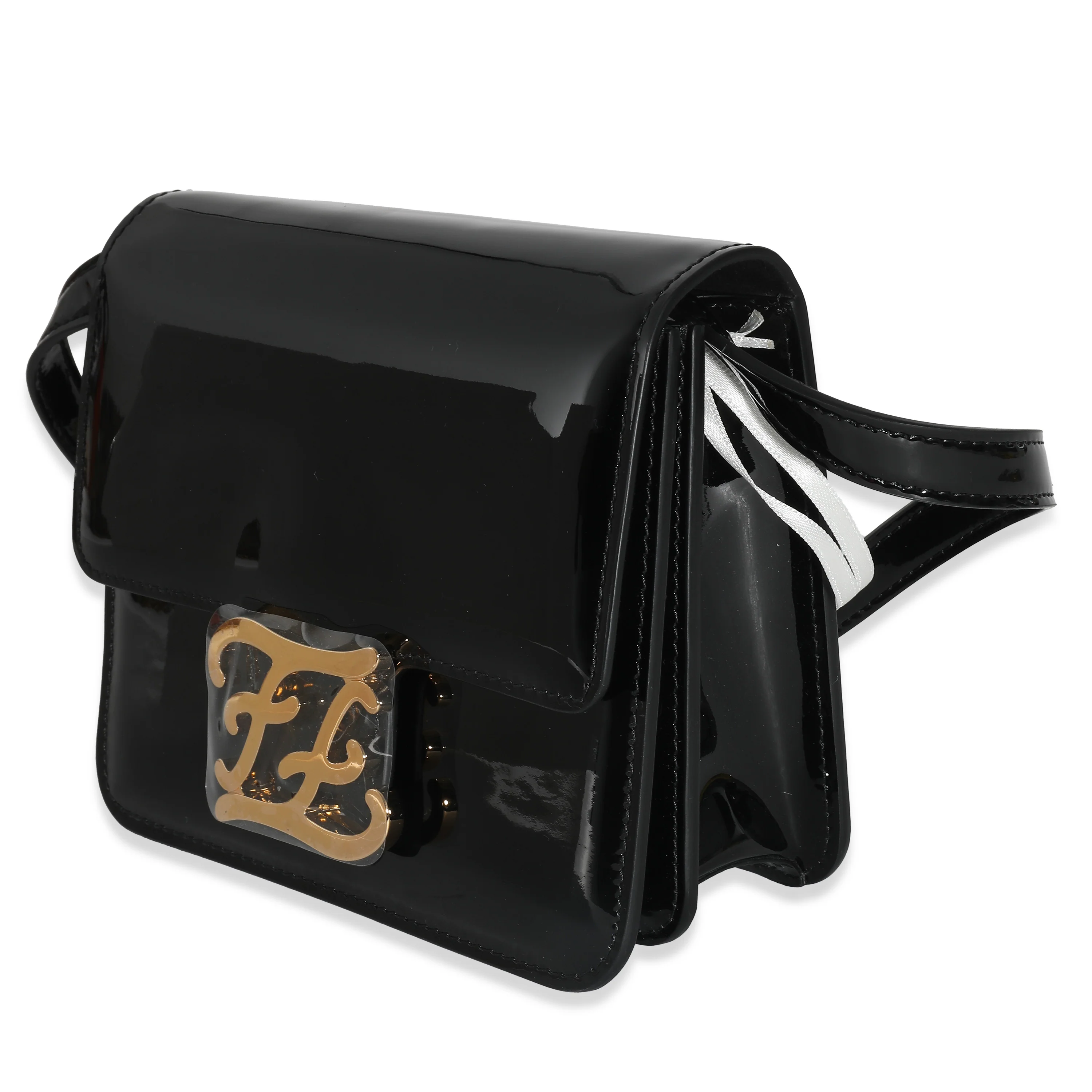 Fendi Black Patent Leather Karligraphy Crossbody Bag - Image 2