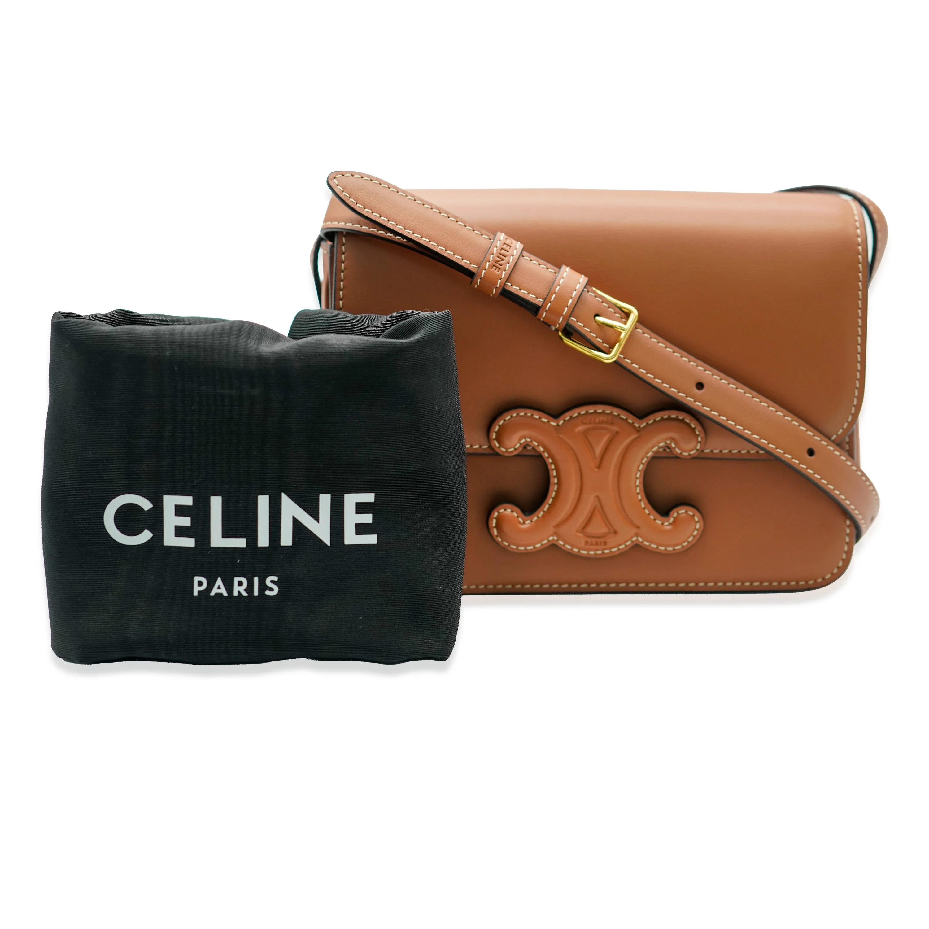 Celine Brown Smooth Leather Triomphe Crossbody Bag - Image 9