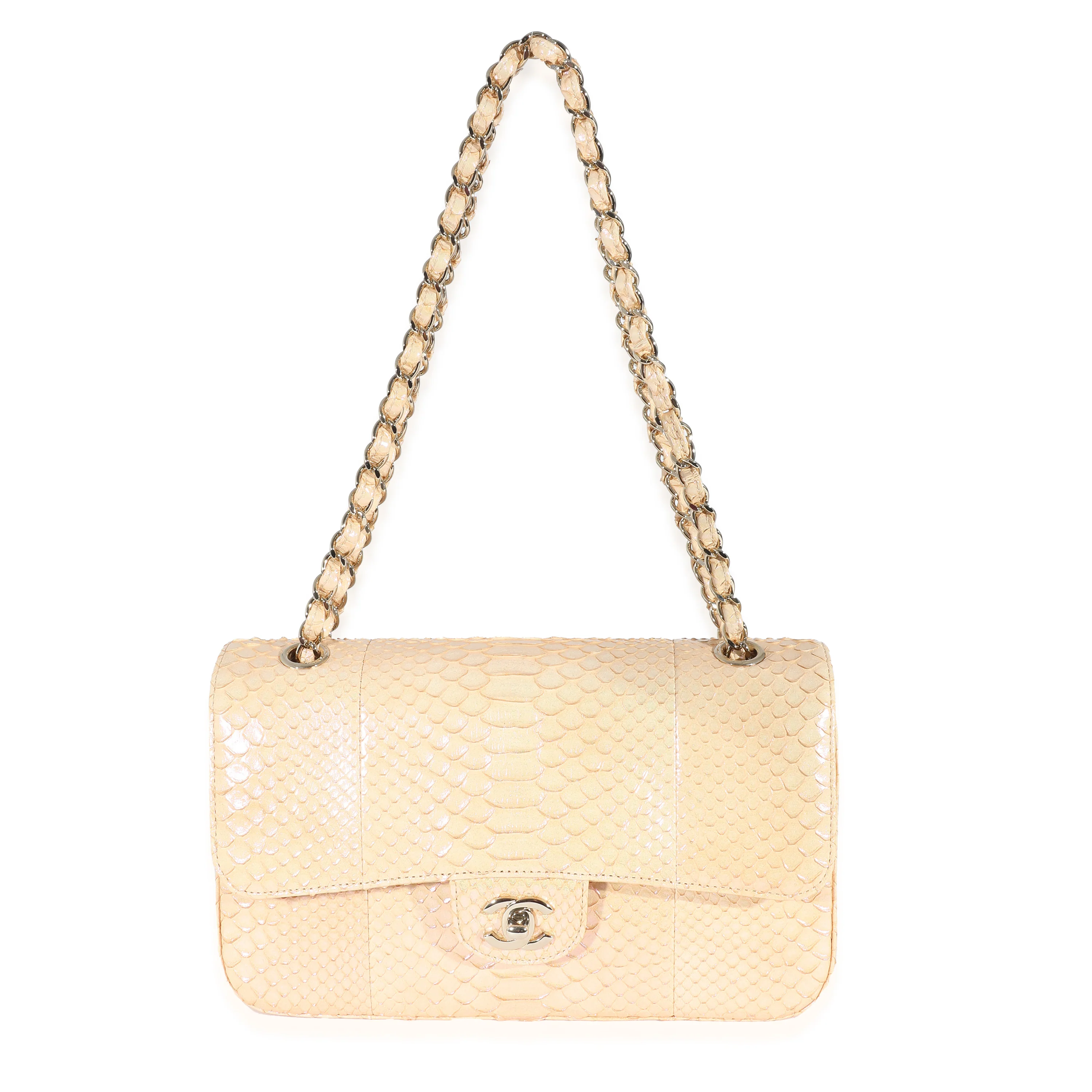 Chanel 19C Metallic Iridescent Pink Python Medium Classic Double Flap Bag - Image 5