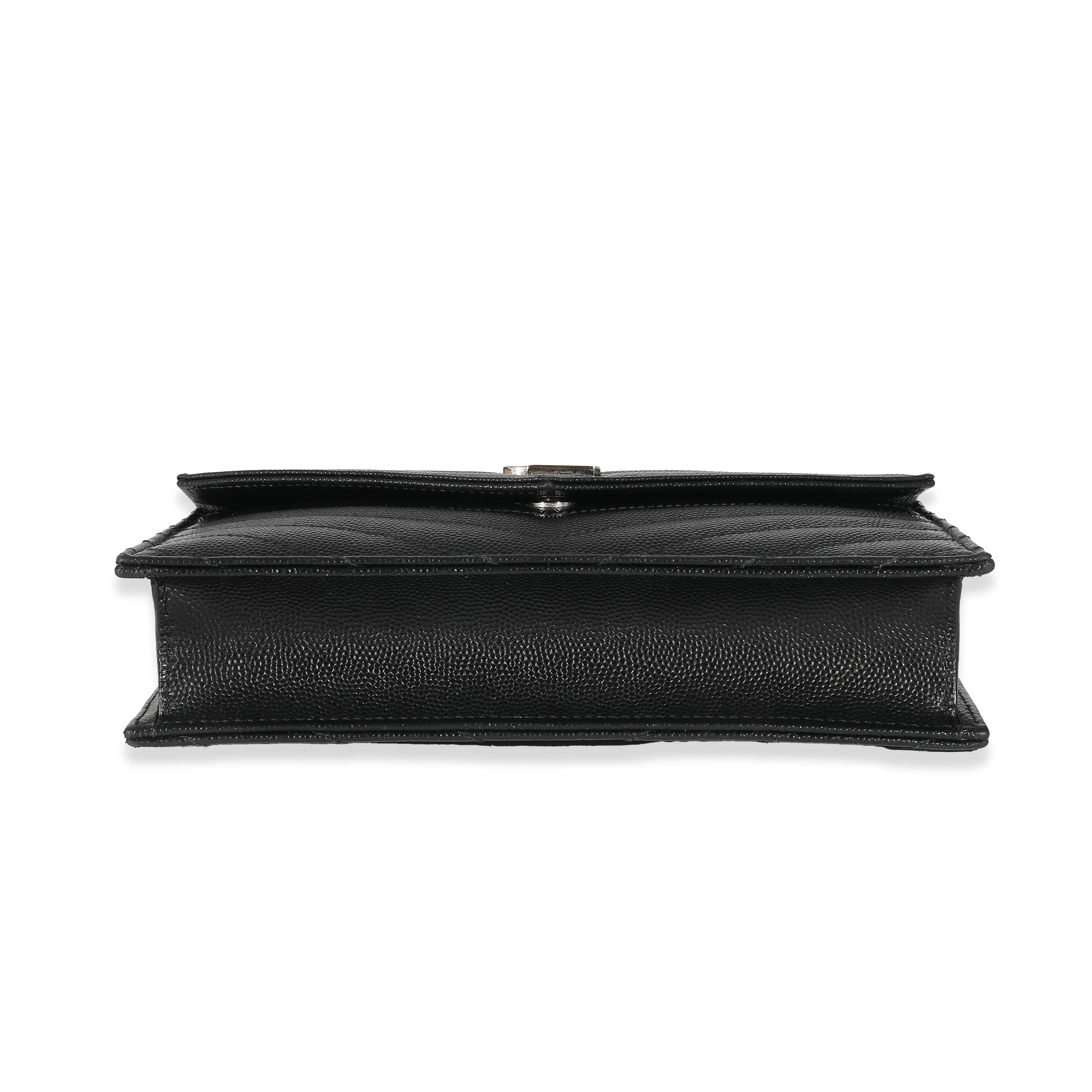 Saint Laurent Black Grain De Poudre Cassandre Envelope Chain Wallet - Image 5