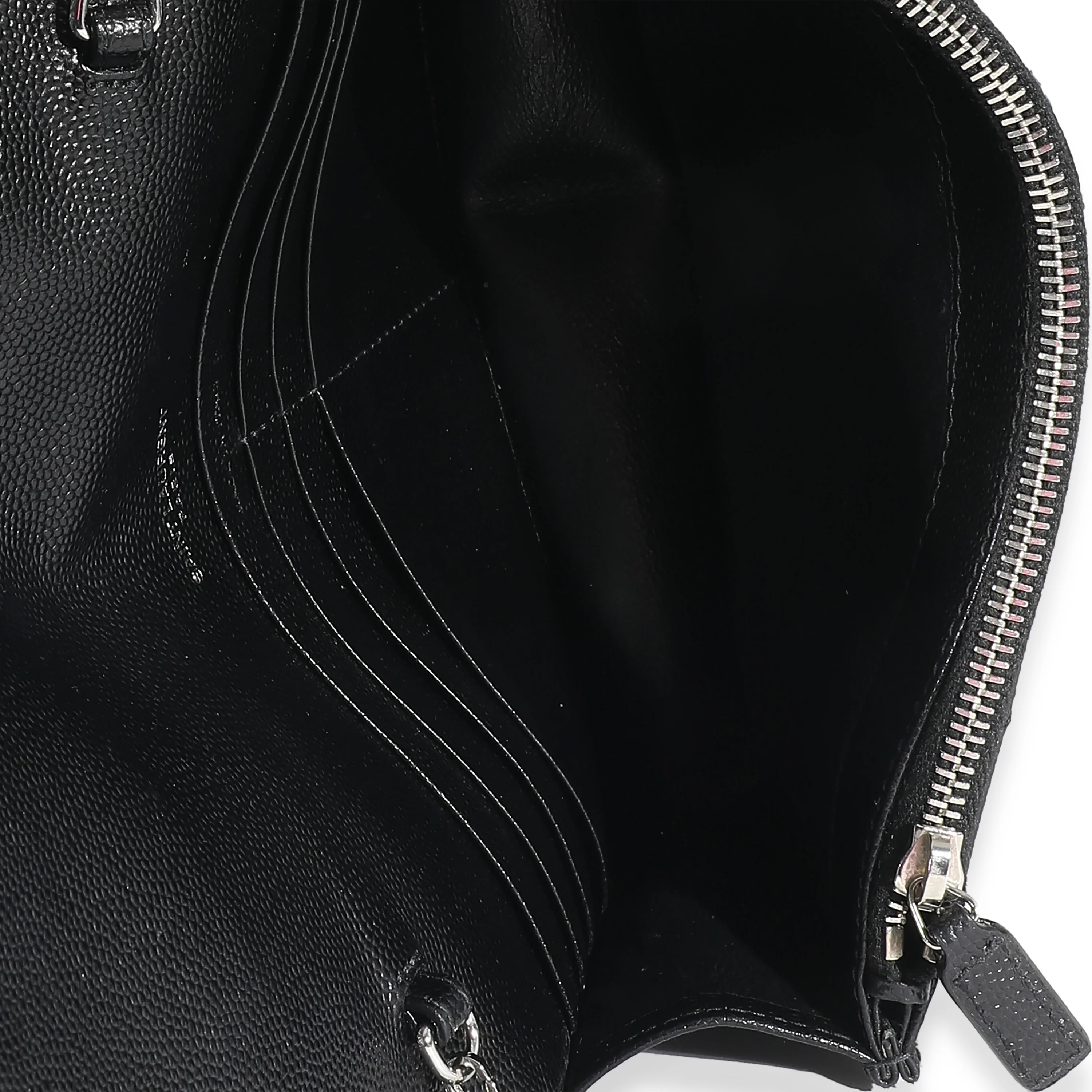Saint Laurent Black Grain De Poudre Cassandre Envelope Chain Wallet - Image 8