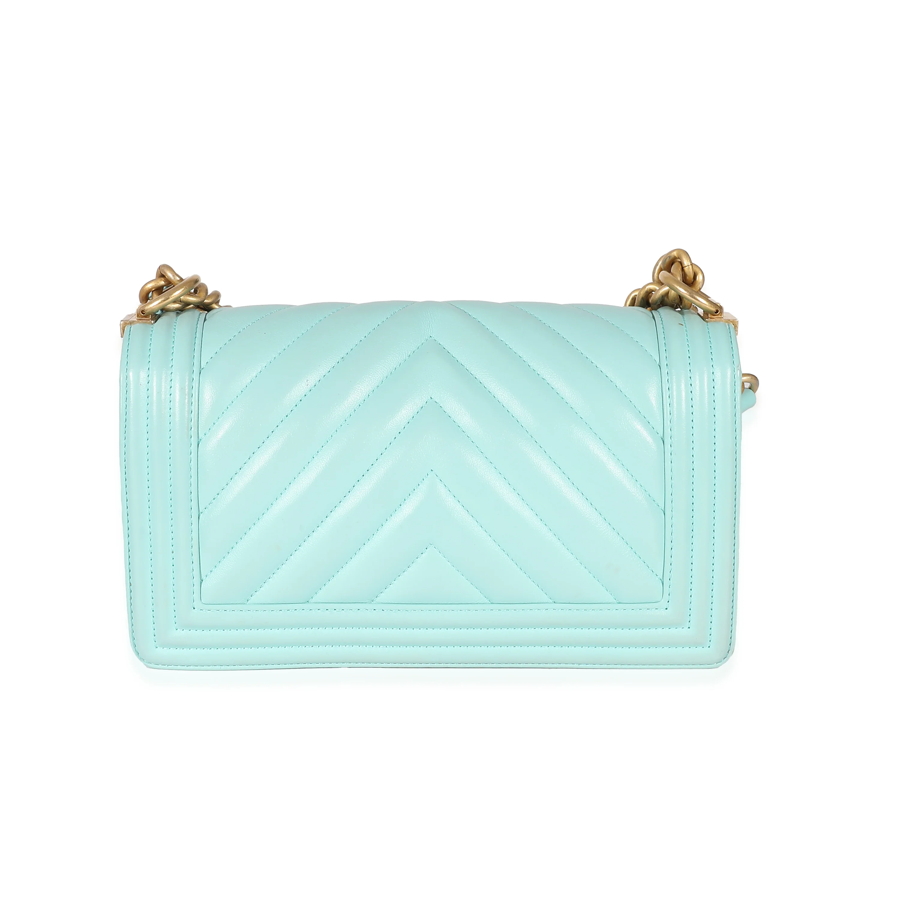Light Blue Chevron Lambskin Medium Boy Bag - Image 2