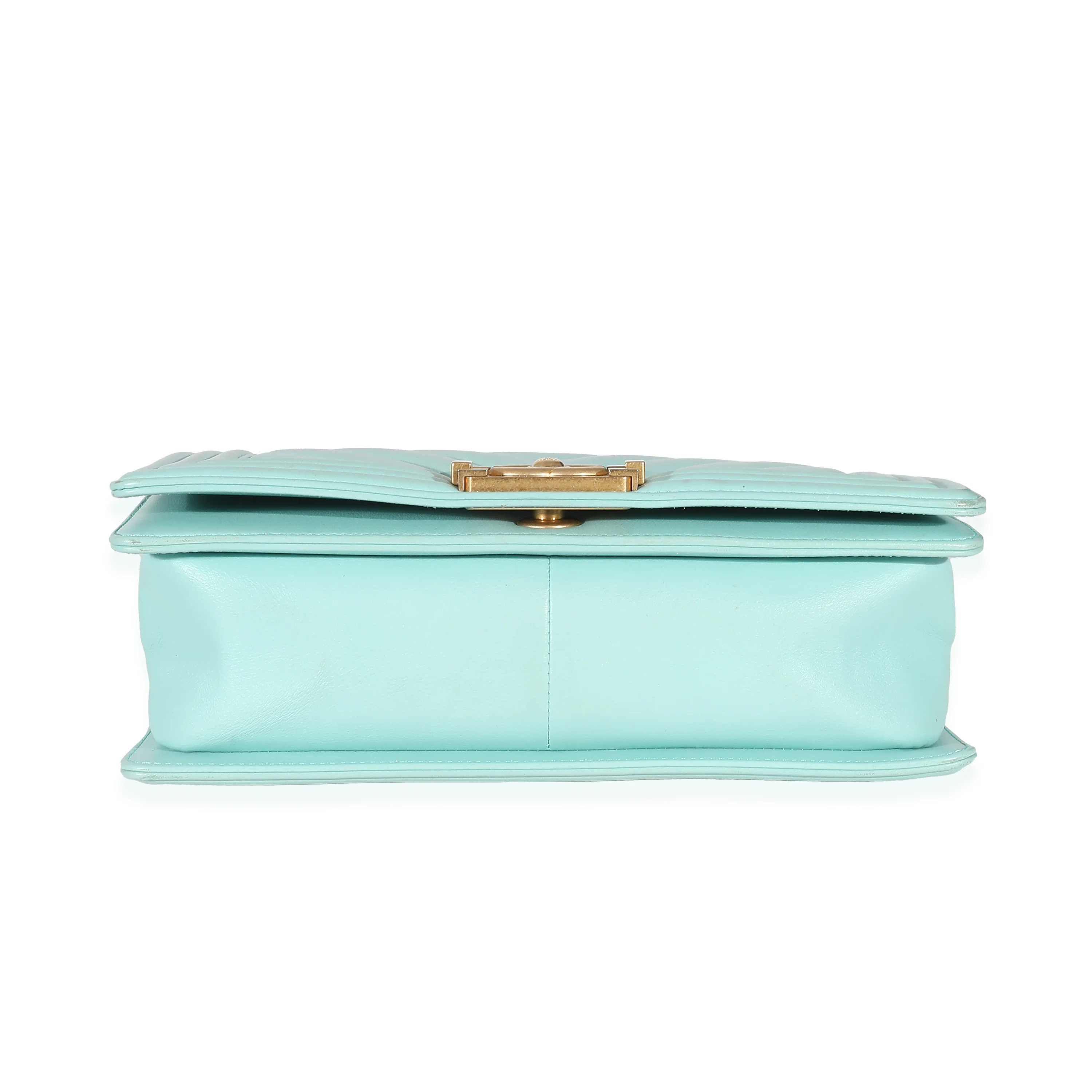 Light Blue Chevron Lambskin Medium Boy Bag - Image 3