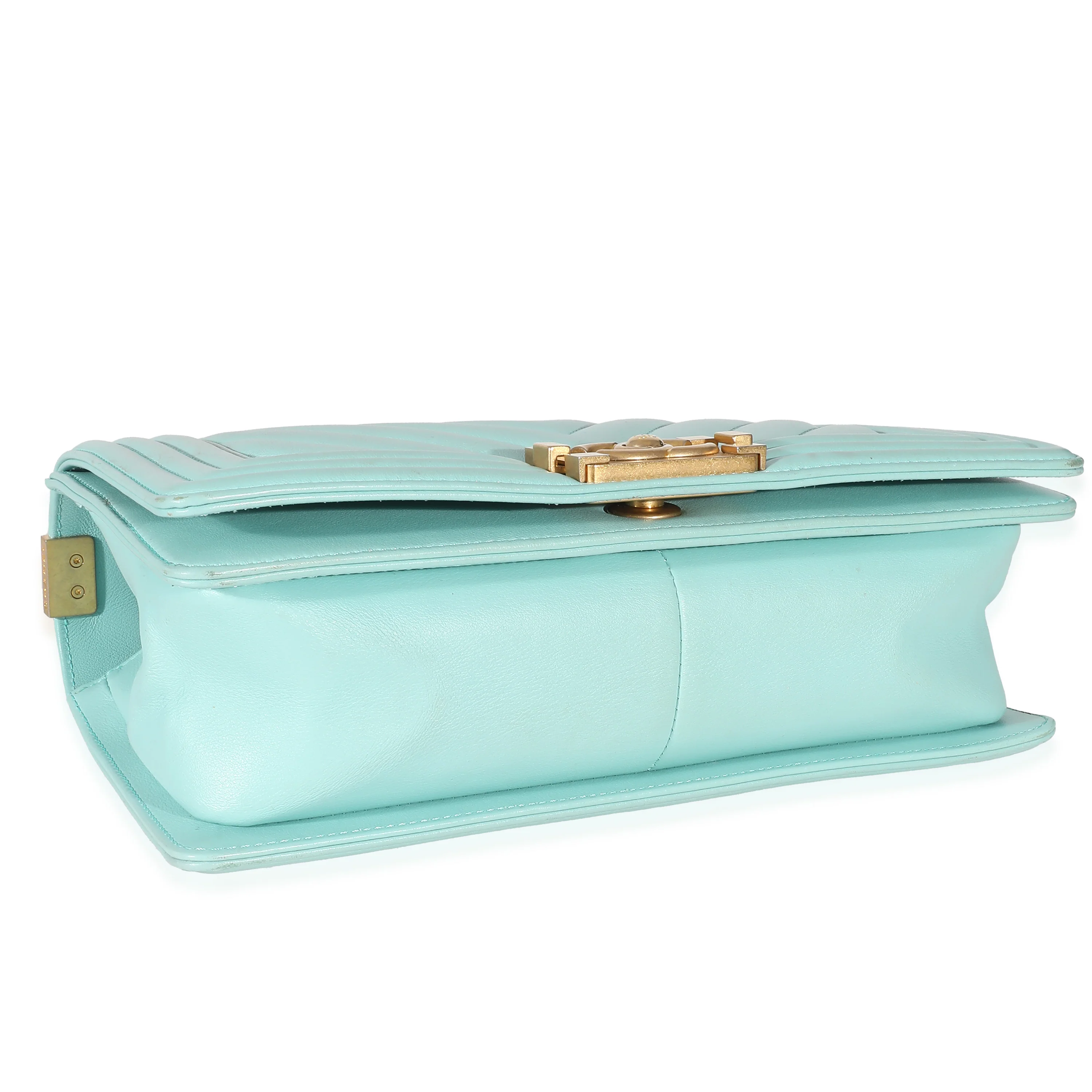 Light Blue Chevron Lambskin Medium Boy Bag - Image 4