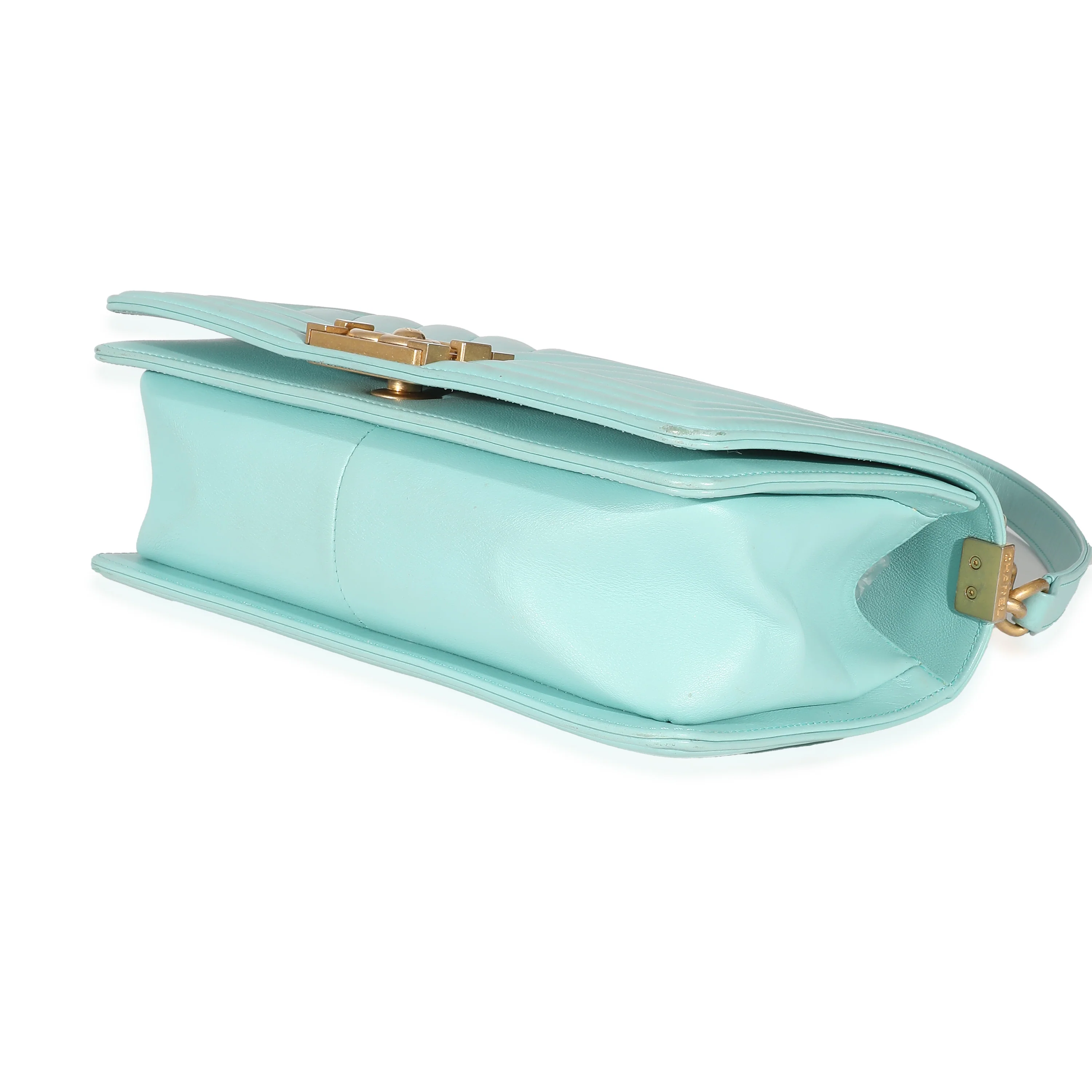 Light Blue Chevron Lambskin Medium Boy Bag - Image 5