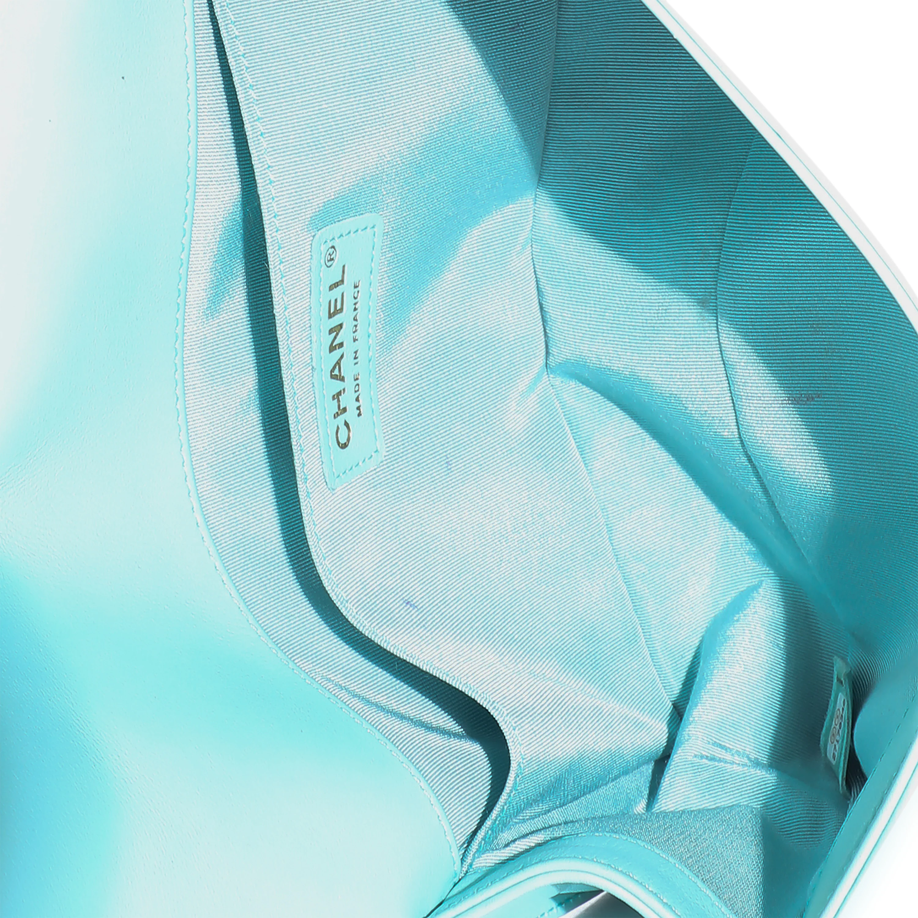 Light Blue Chevron Lambskin Medium Boy Bag - Image 7