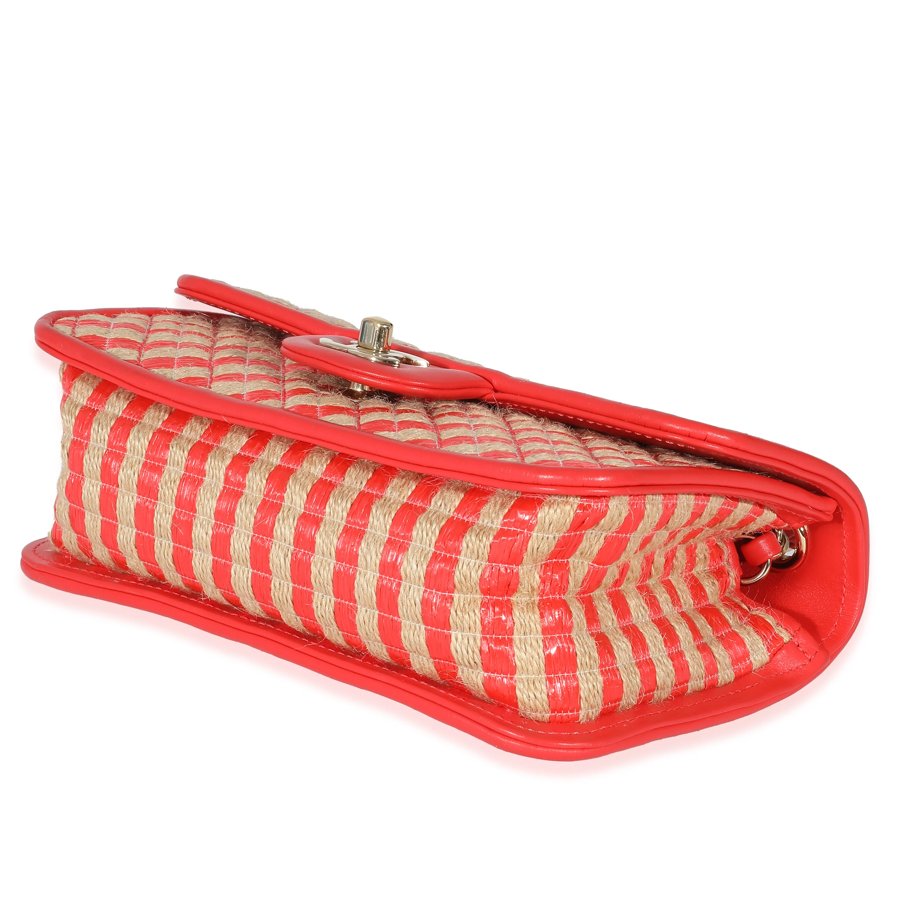 Chanel Coral Raffia Jute Striped Small Urban Jungle Single Flap Bag - Image 6