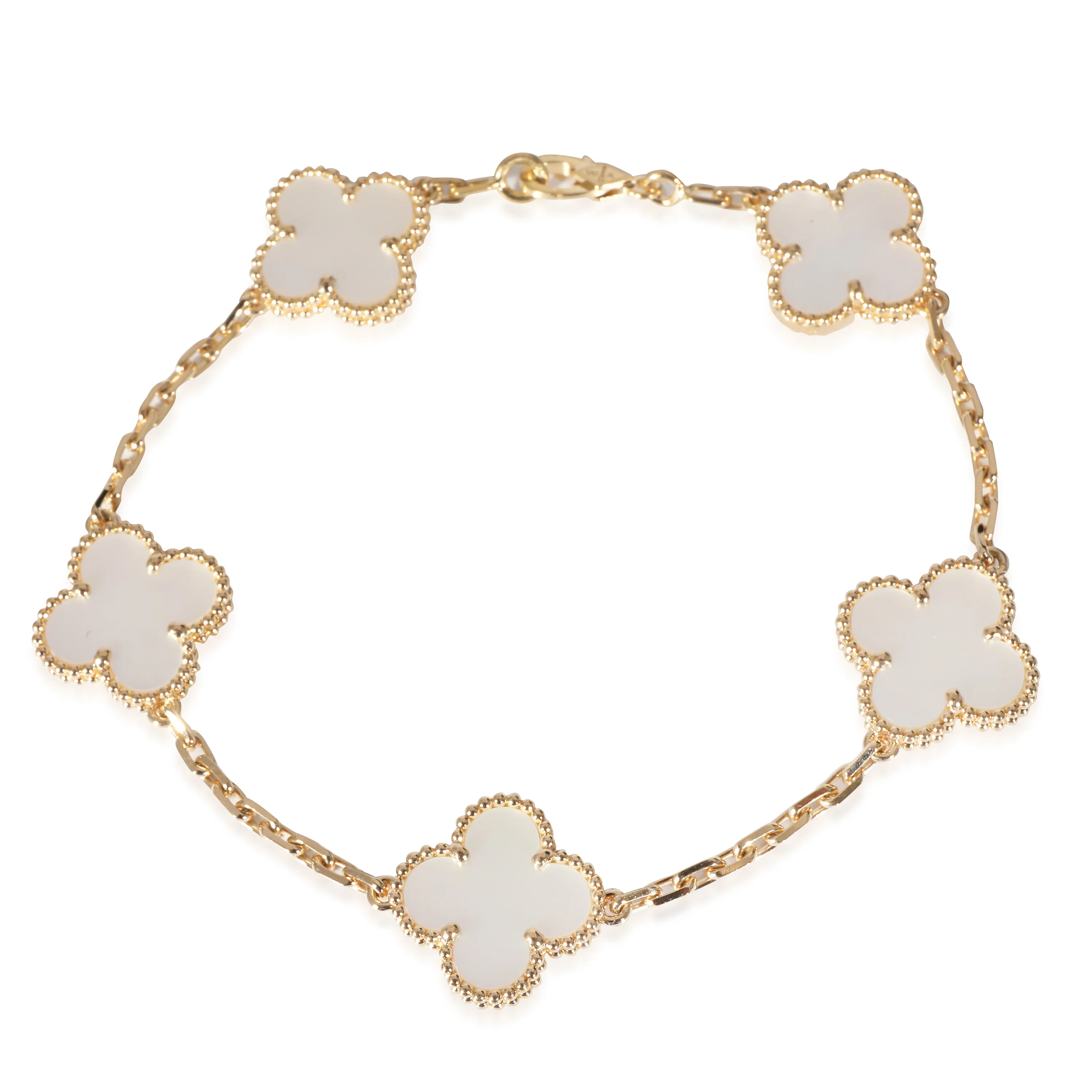 Van Cleef & Arpels Vintage Alhambra Mother Of Pearl Bracelet in 18k Yellow Gold