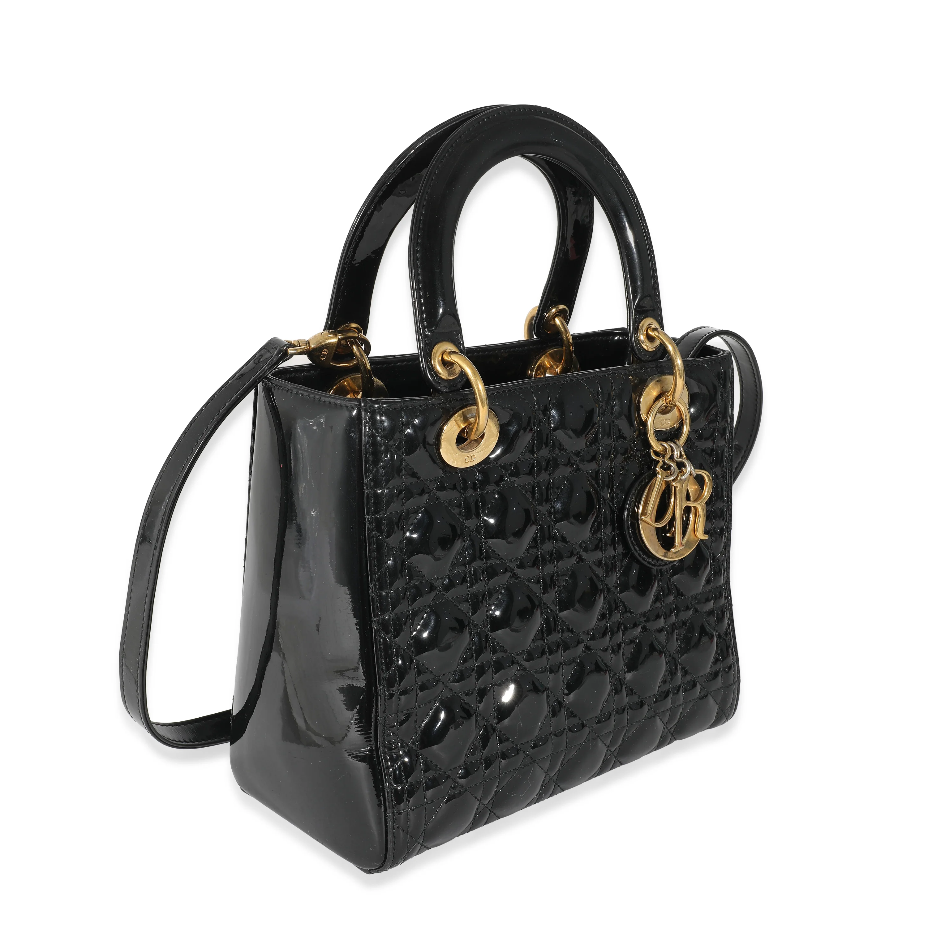 Christian Dior Black Patent Cannage Medium Lady Dior - Image 6