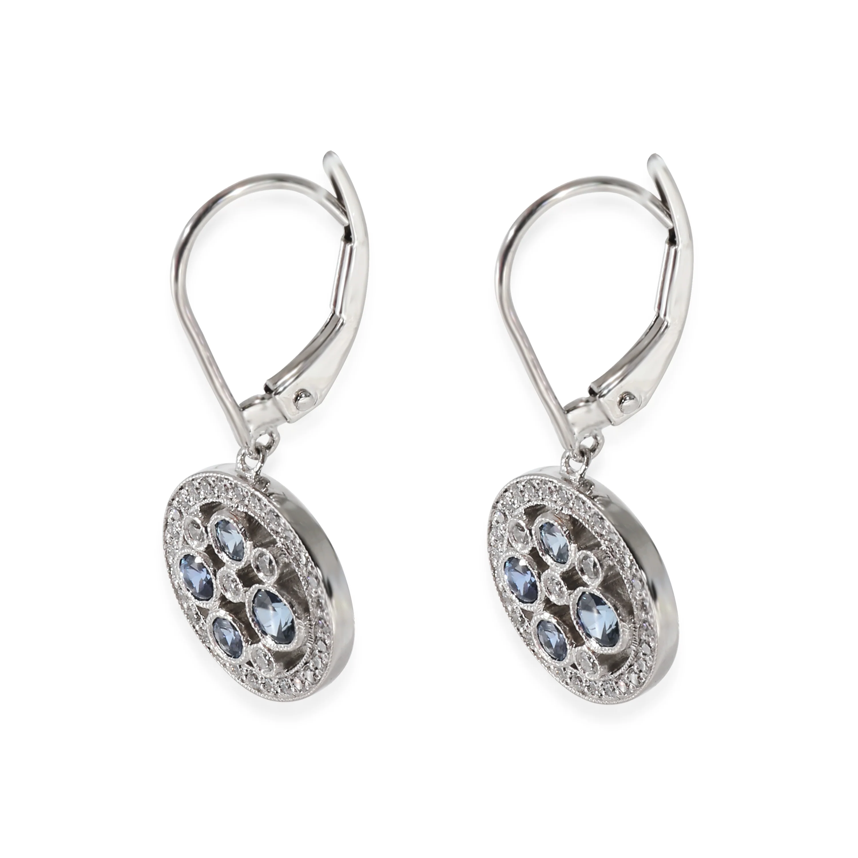Tiffany & Co. Cobblestone Diamond & Sapphire Earrings in Platinum 0.20 CTW - Image 2
