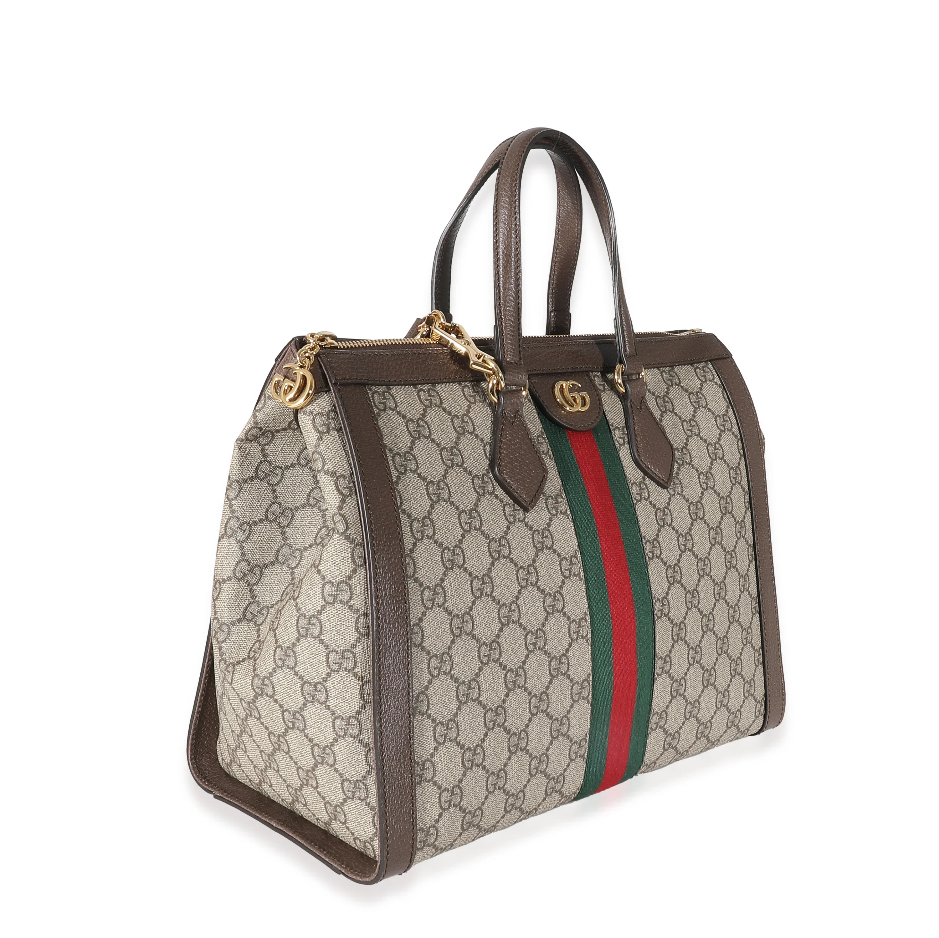 Gucci Beige GG Supreme Canvas Medium Ophidia Tote - Image 3