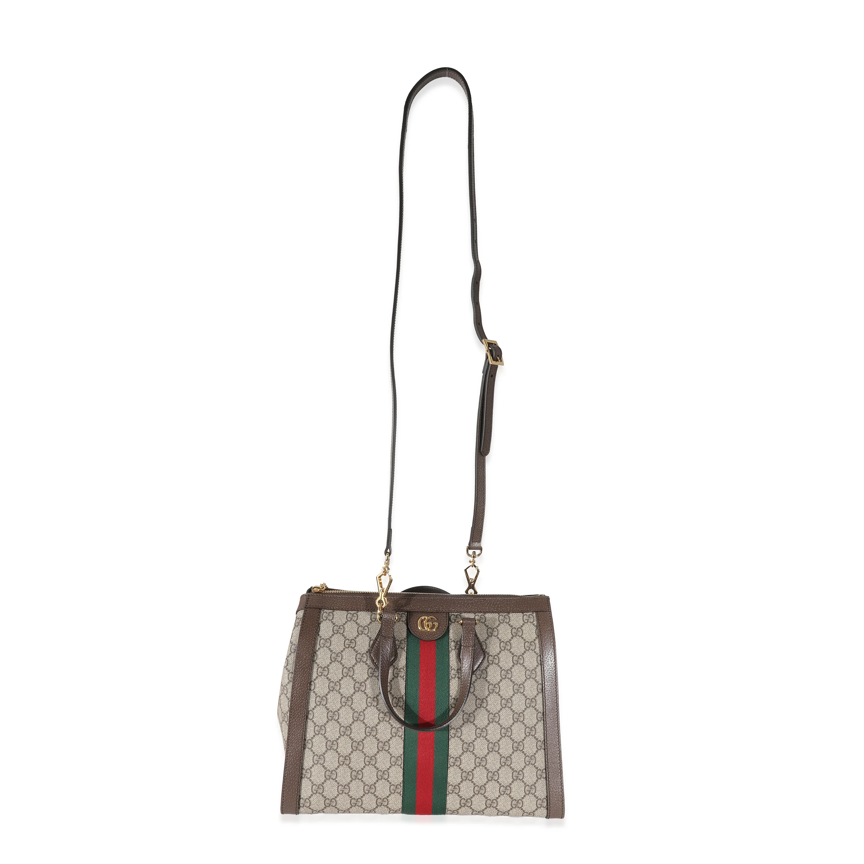 Gucci Beige GG Supreme Canvas Medium Ophidia Tote - Image 8