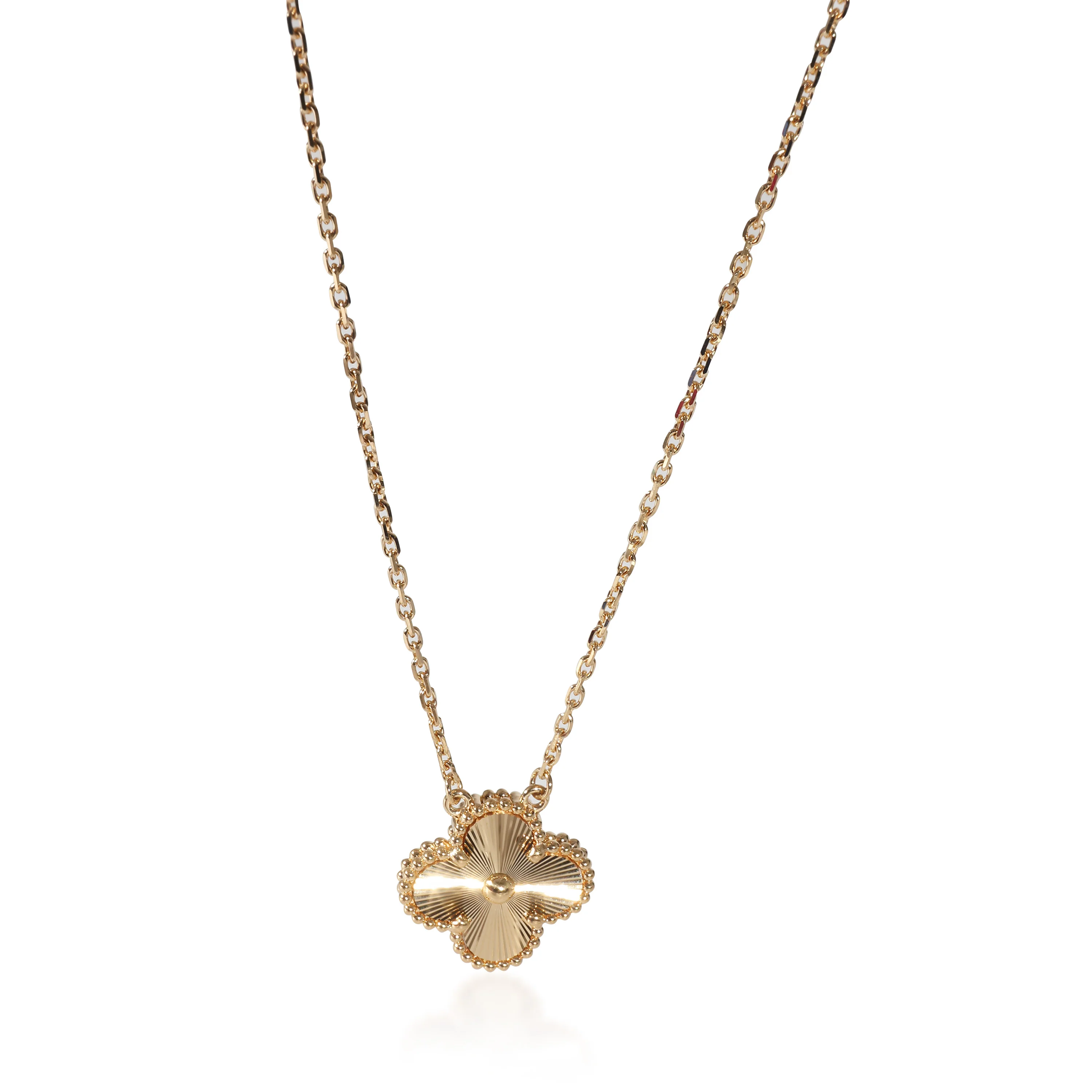 Van Cleef & Arpels Vintage Alhambra Guilloche Pendant in 18k Yellow Gold