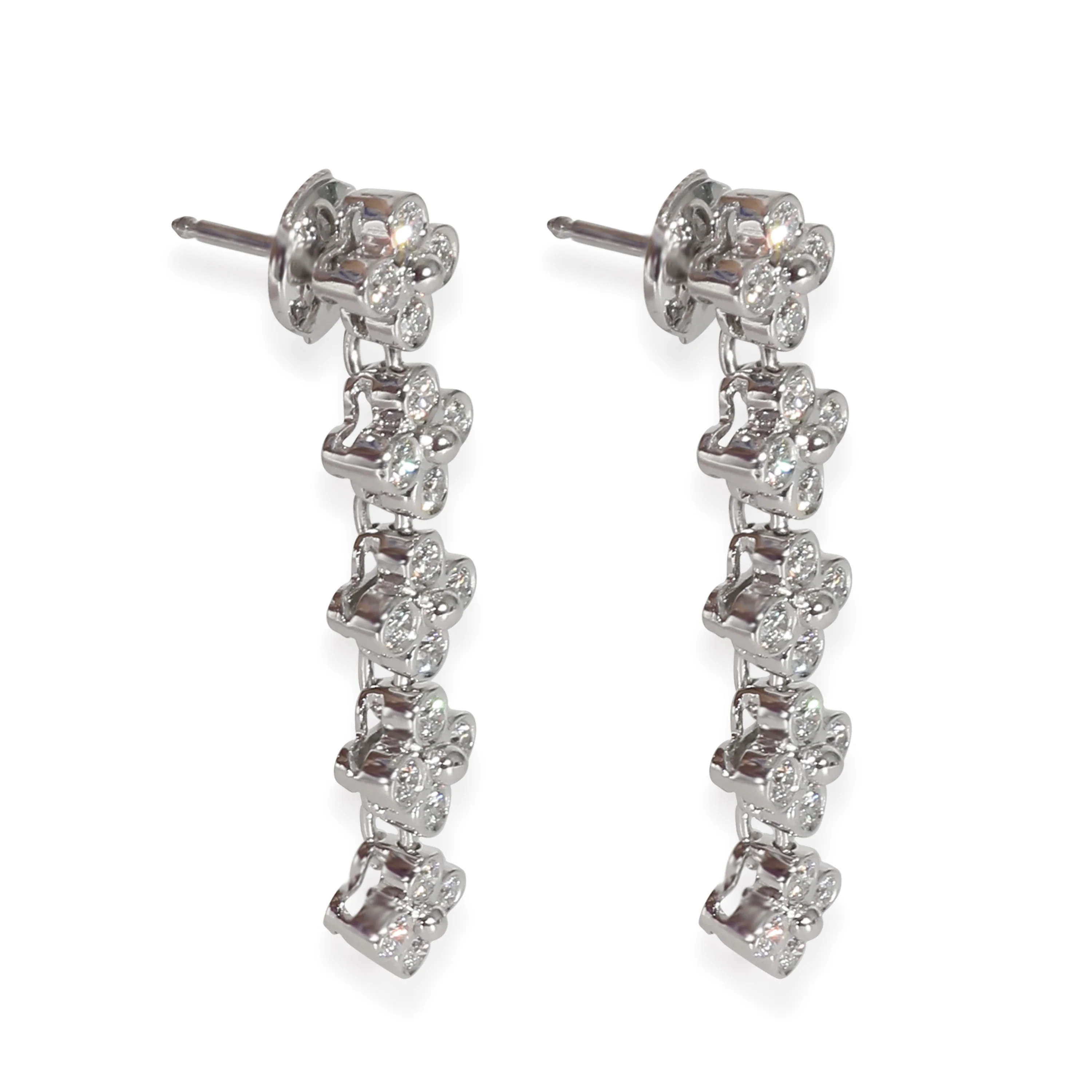 Lace Diamond Long Drop  Earrings in Platinum 0.8 CTW - Image 2