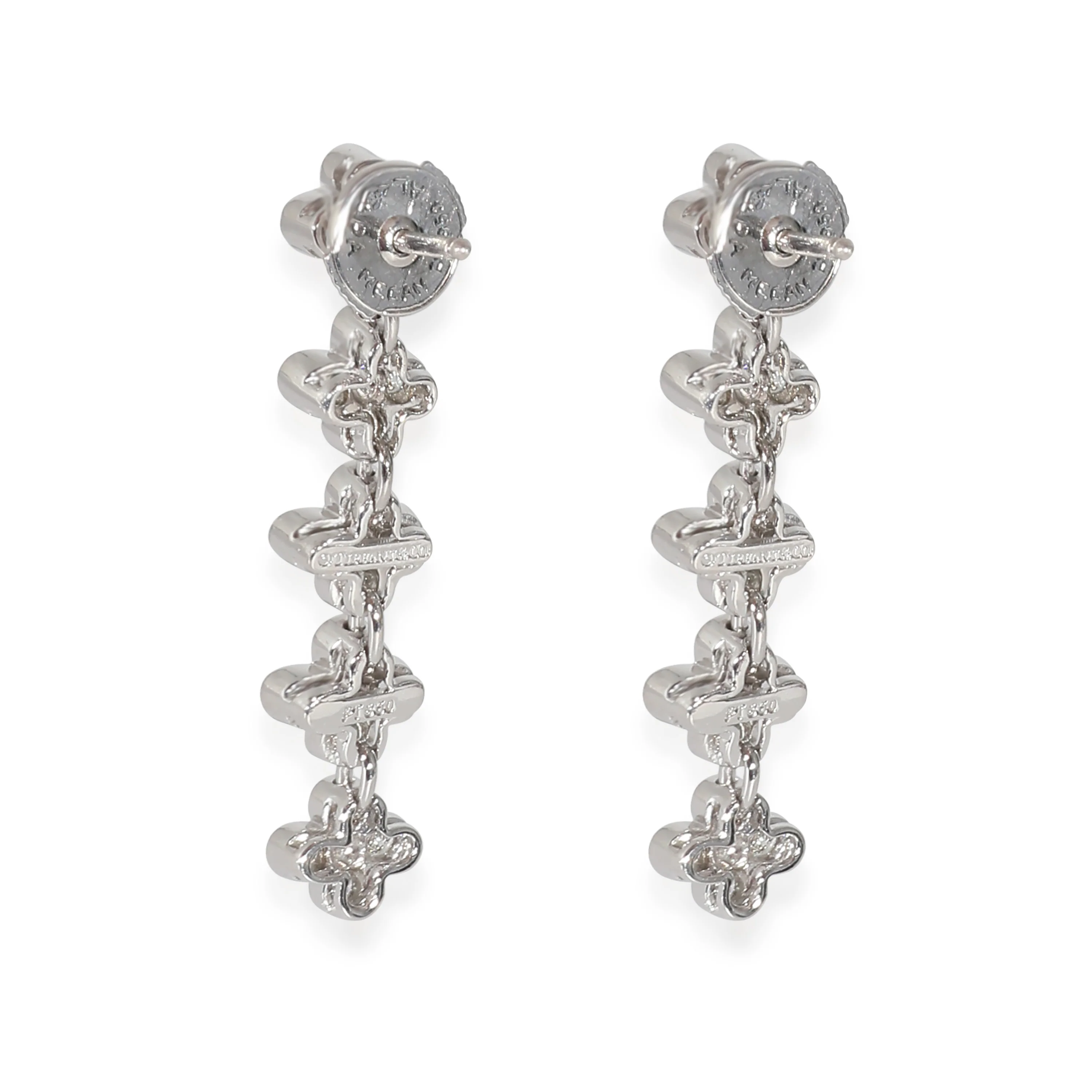 Lace Diamond Long Drop  Earrings in Platinum 0.8 CTW - Image 3
