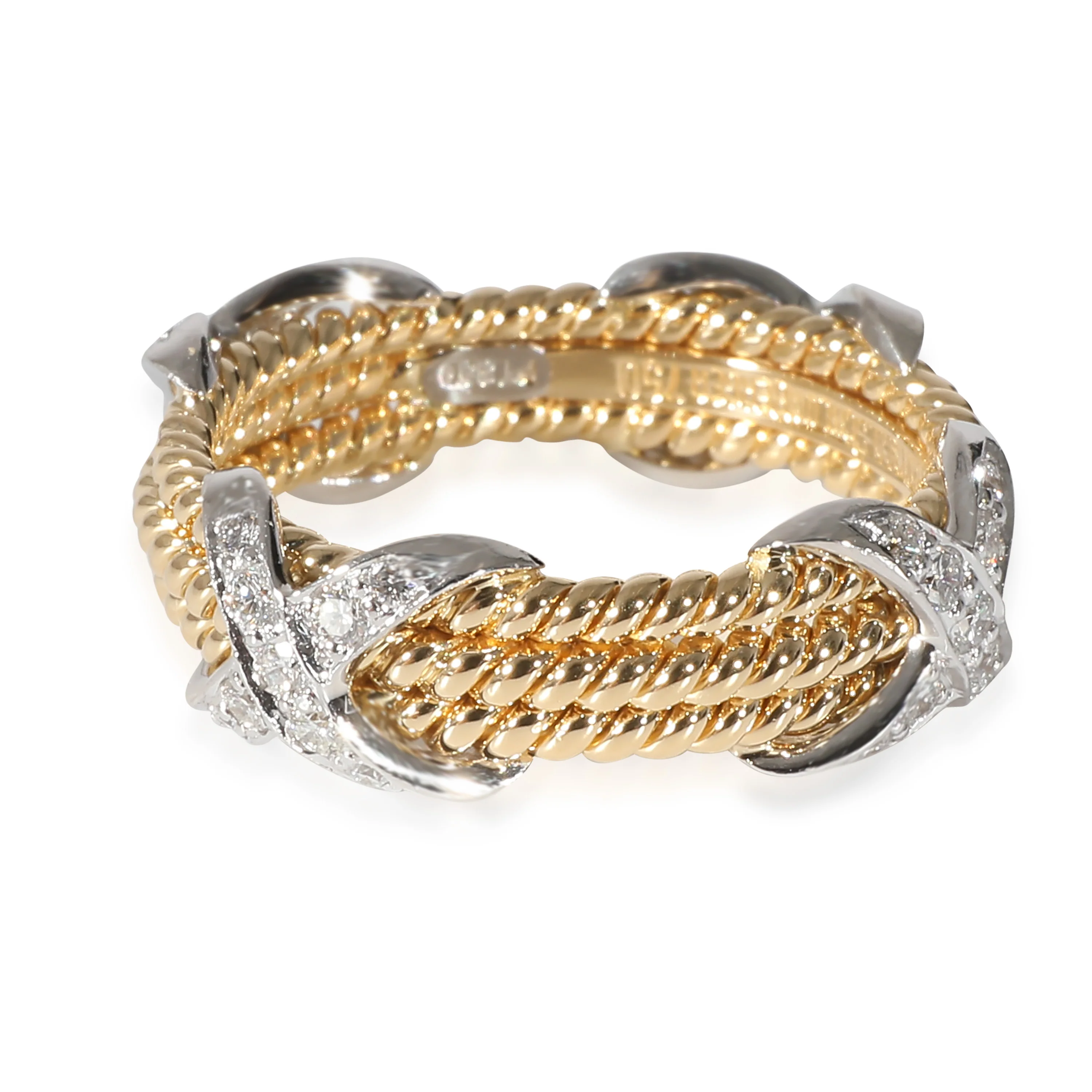 Tiffany & Co. Schlumberger Diamond X Ring in 18KT Yellow Gold/Platinum - Image 3